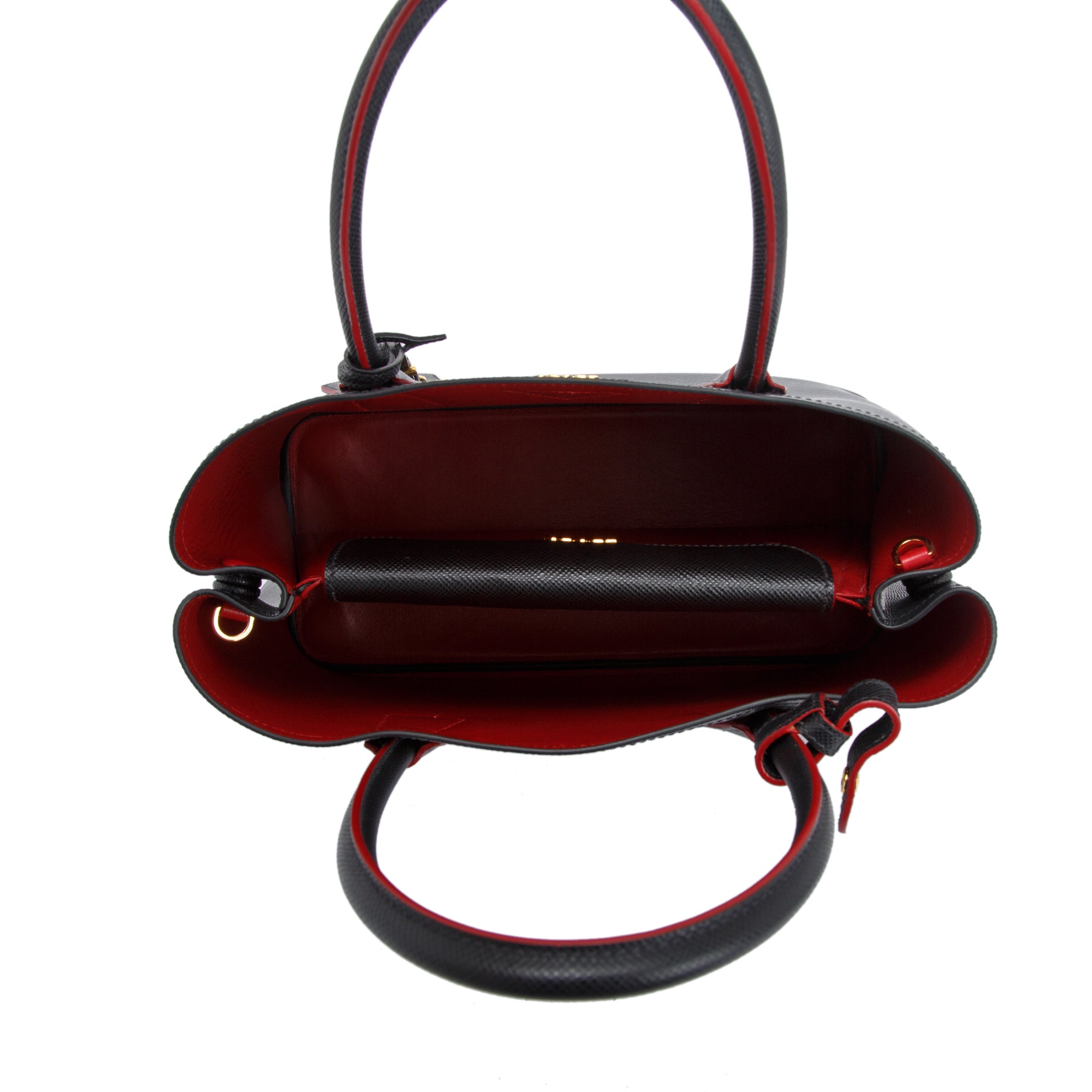 Prada Medium Saffiano Cuir Double Tote w/ Strap & Authenticity Card