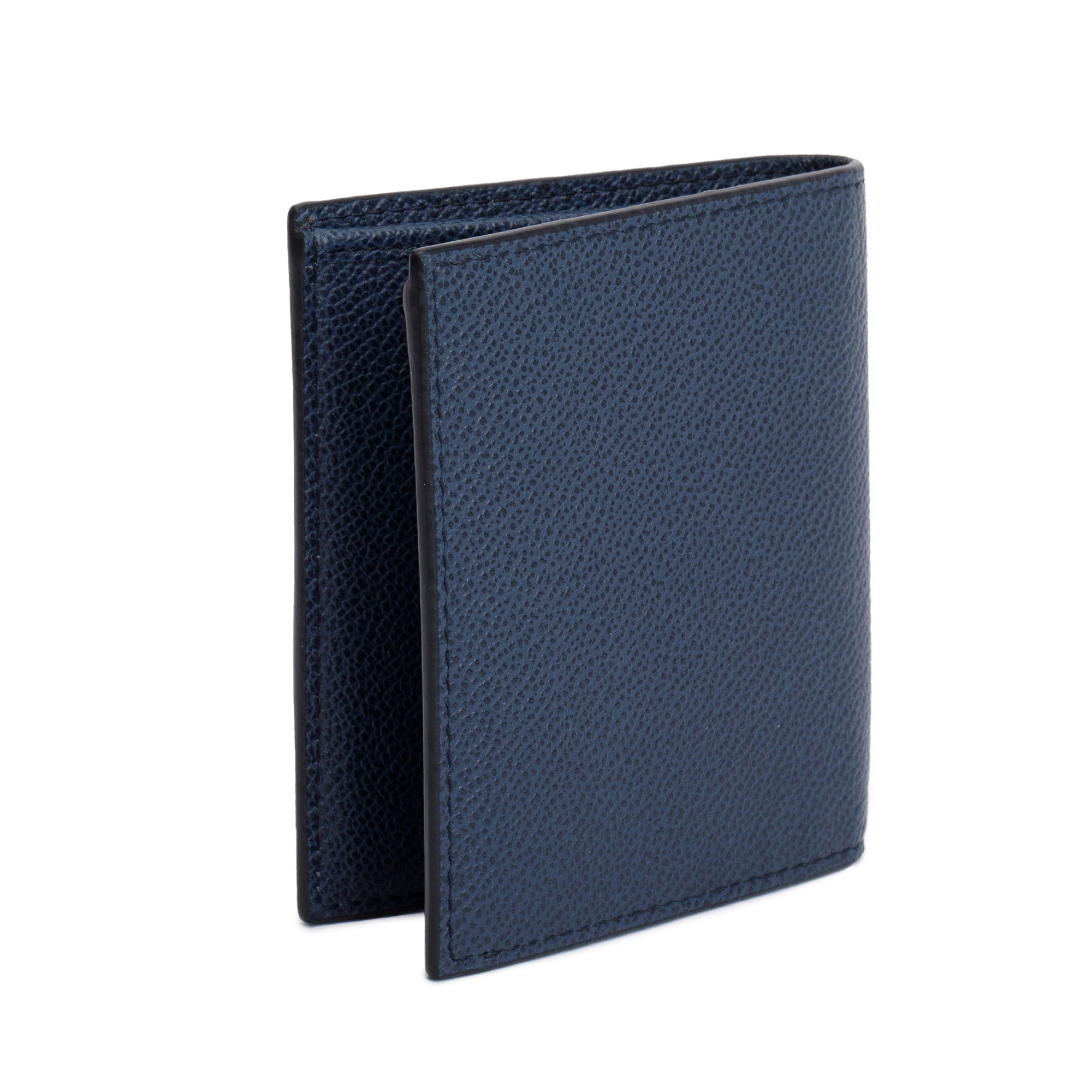 Prada Navy Leather Bi-Fold Wallet w/ Box