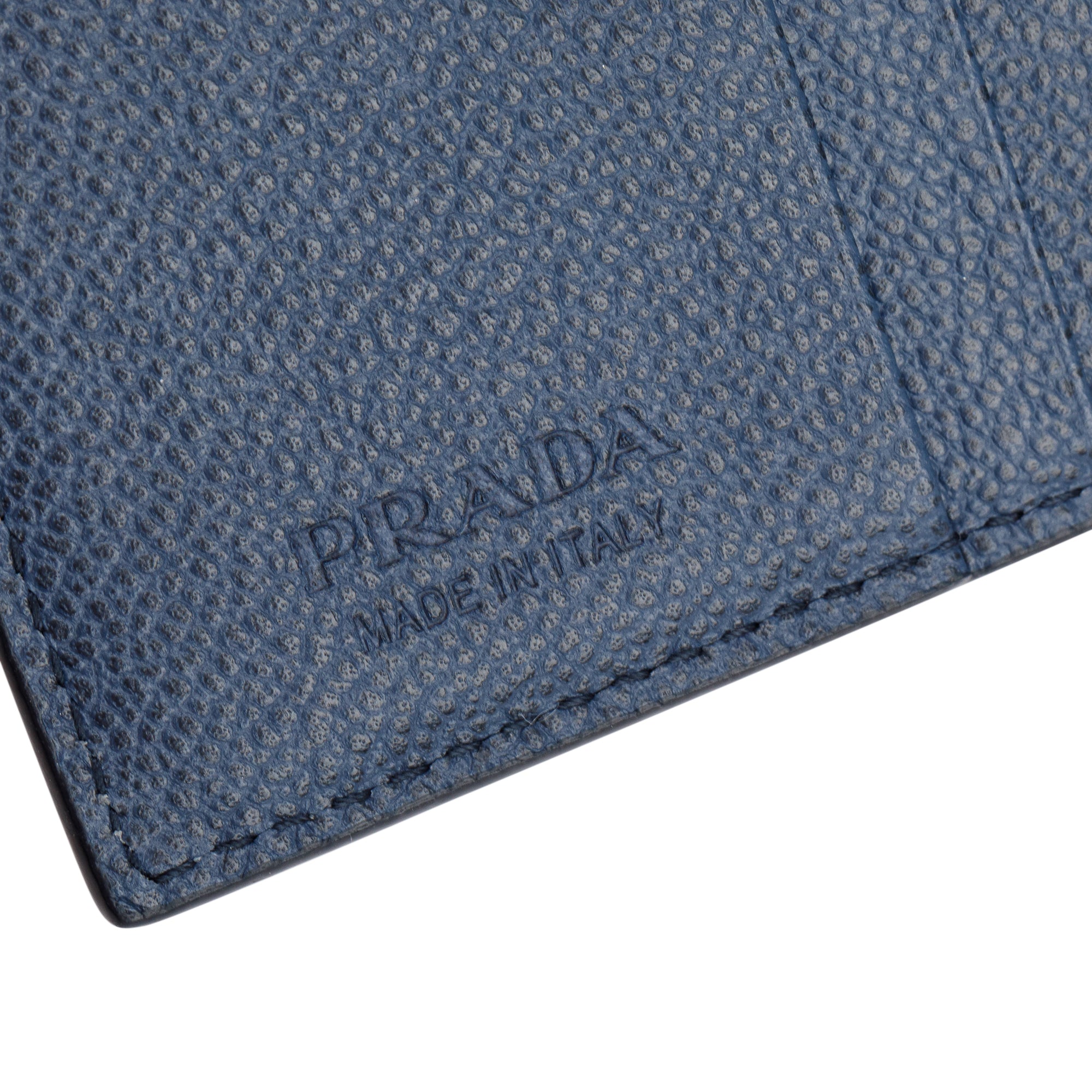Prada Navy Leather Bi-Fold Wallet w/ Box