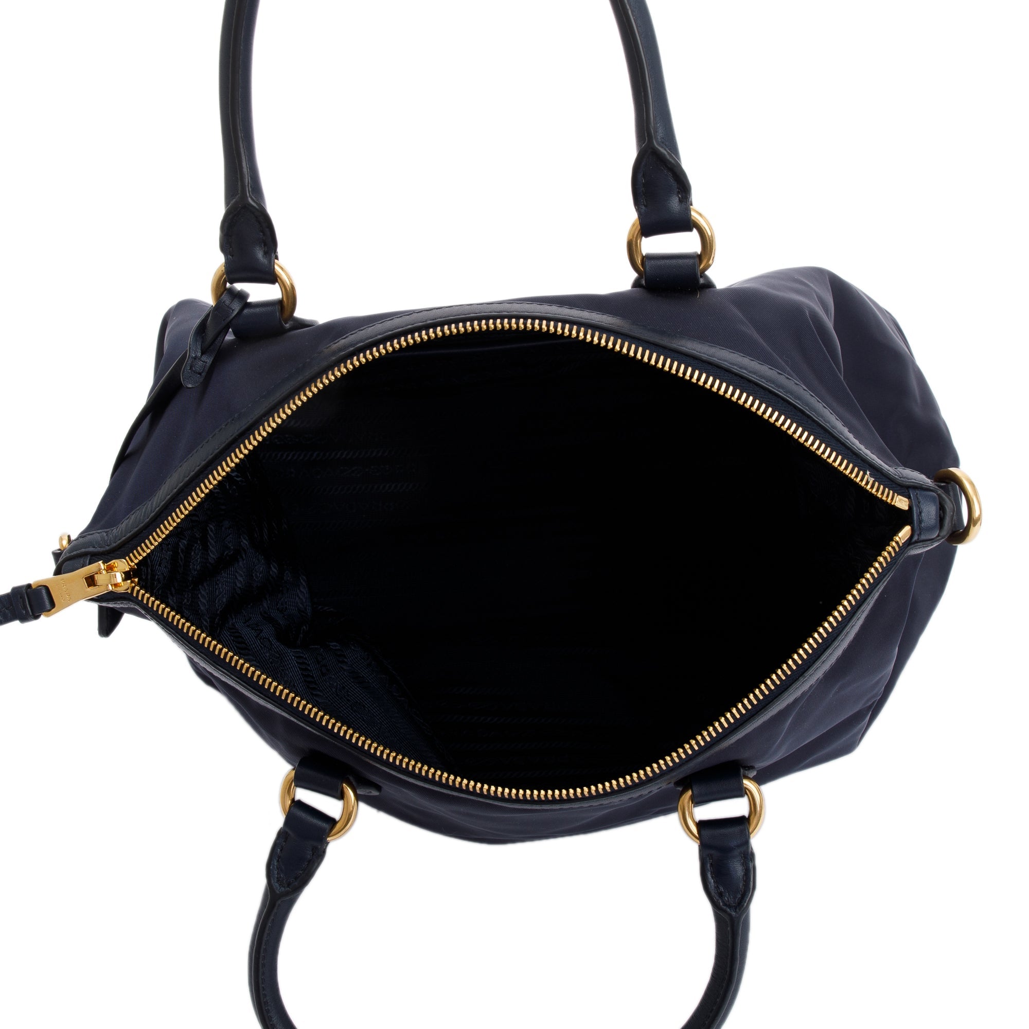 Prada Navy Leather Trimmed Tessuto Nylon Tote w/ Strap – OLIVER'S