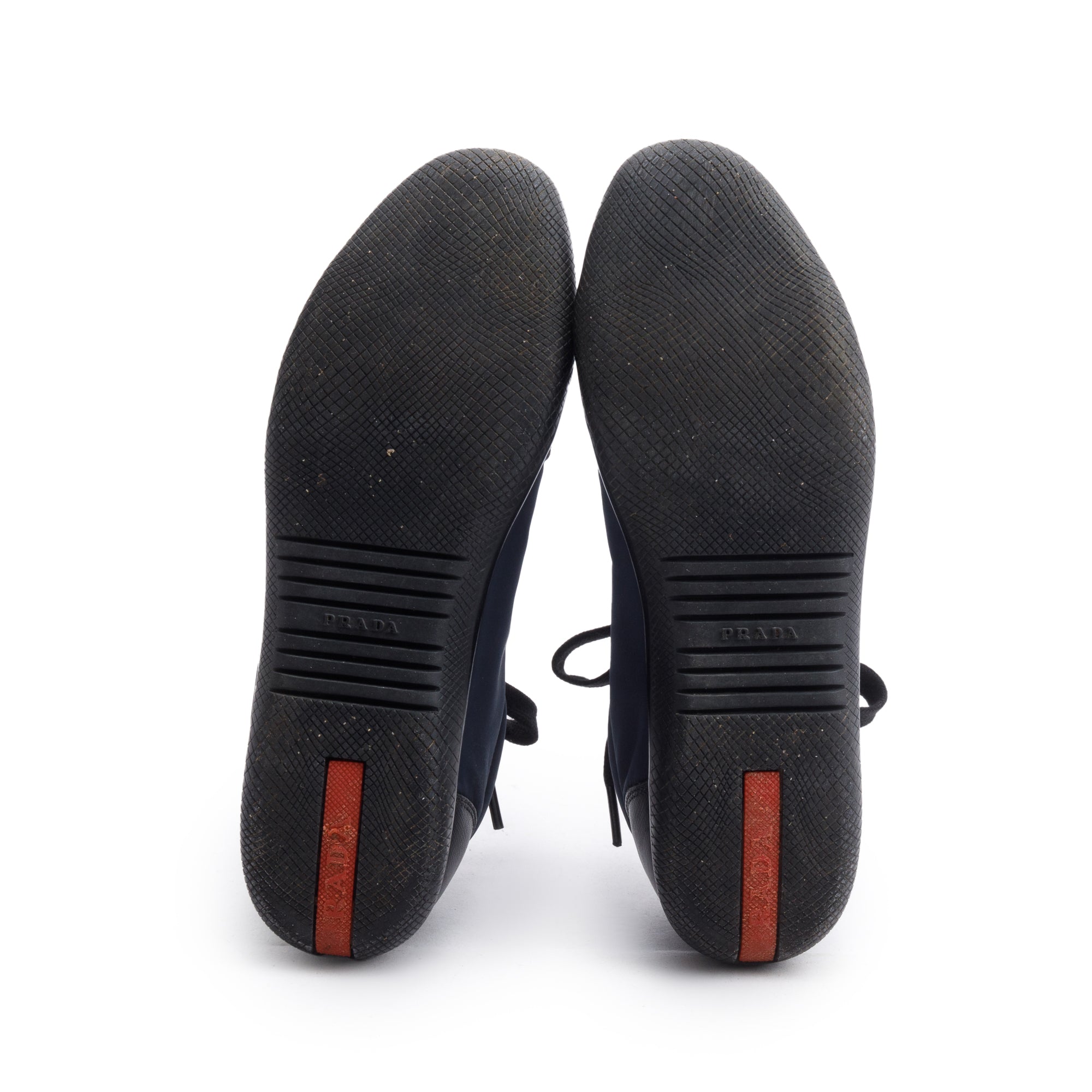 Prada Navy Nylon Black Leather Linea Rossa Sneakers, Size 36