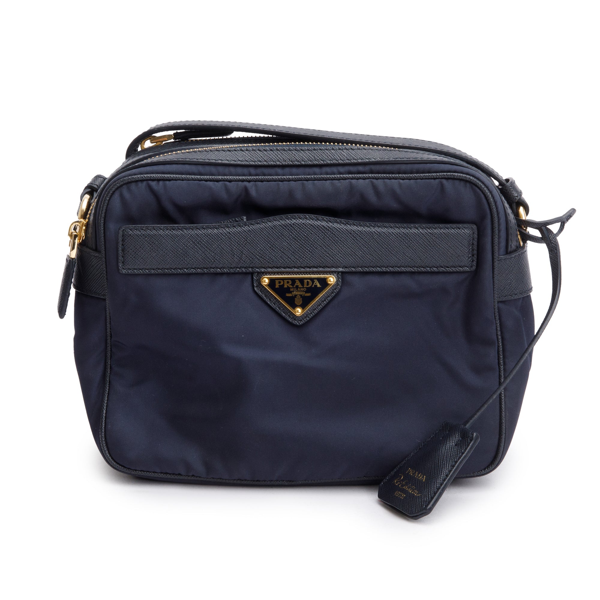 Prada Navy Nylon and Saffiano Leather Trim Re-Edition 1978 Mini Shoulder Bag