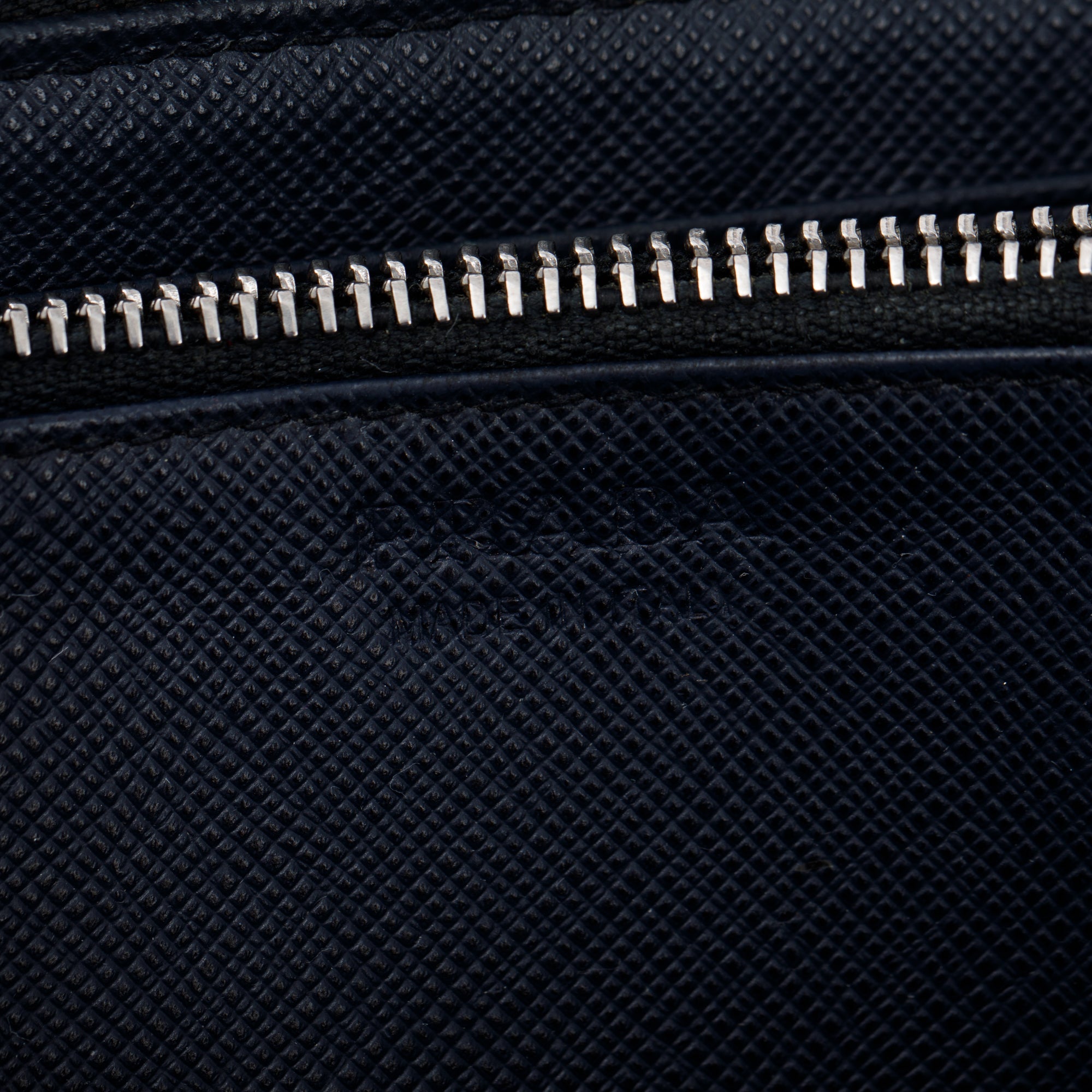 Prada Navy Saffiano Leather Zip Around Wallet