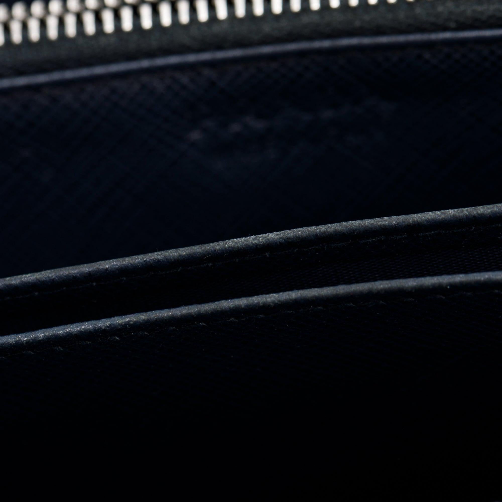 Prada Navy Saffiano Leather Zip Around Wallet