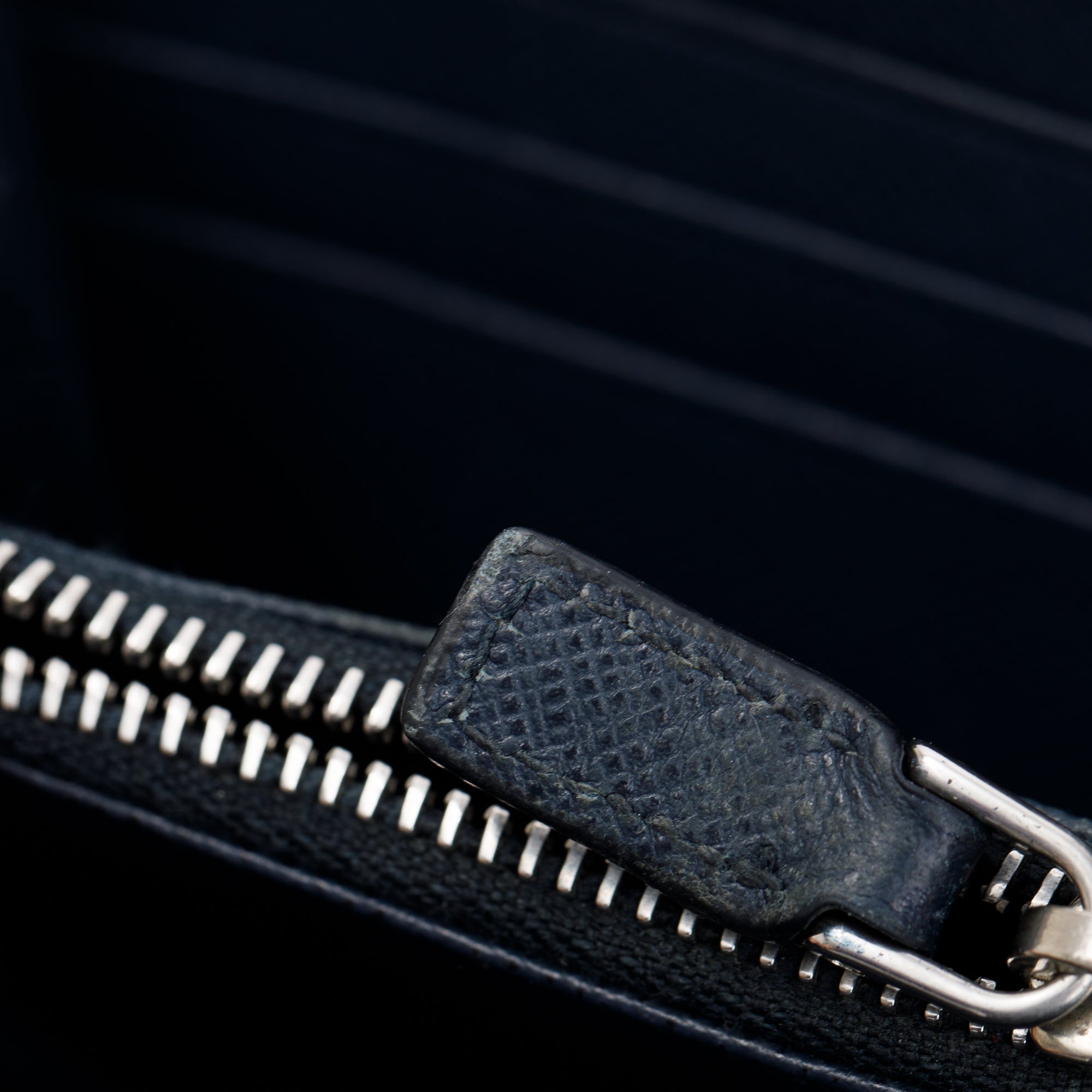 Prada Navy Saffiano Leather Zip Around Wallet