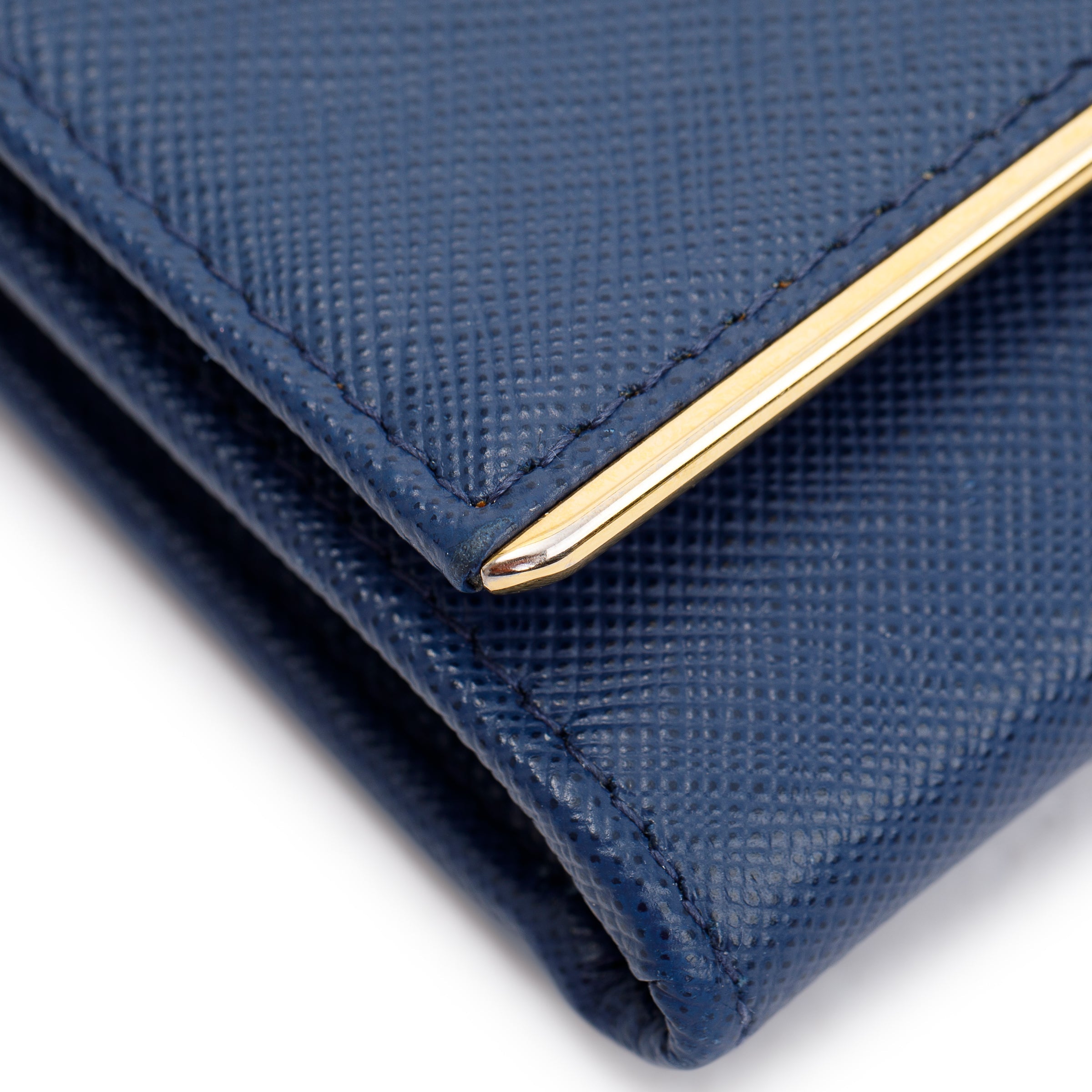 Prada Navy Saffiano Metal Wallet on Chain w/ Box & Authenticity Card