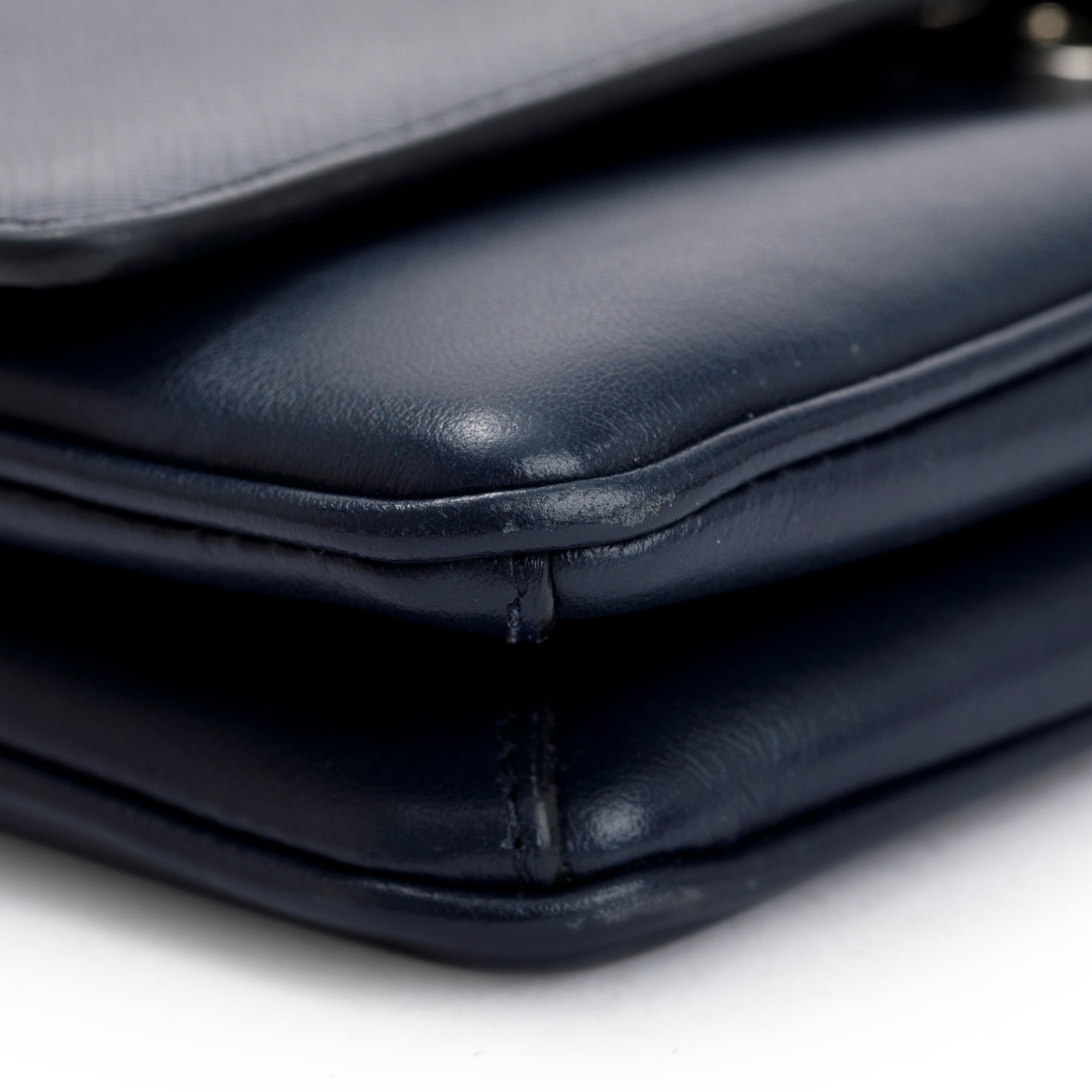 Prada Navy Soft Calf Saffiano Leather Chain Crossbody Bag