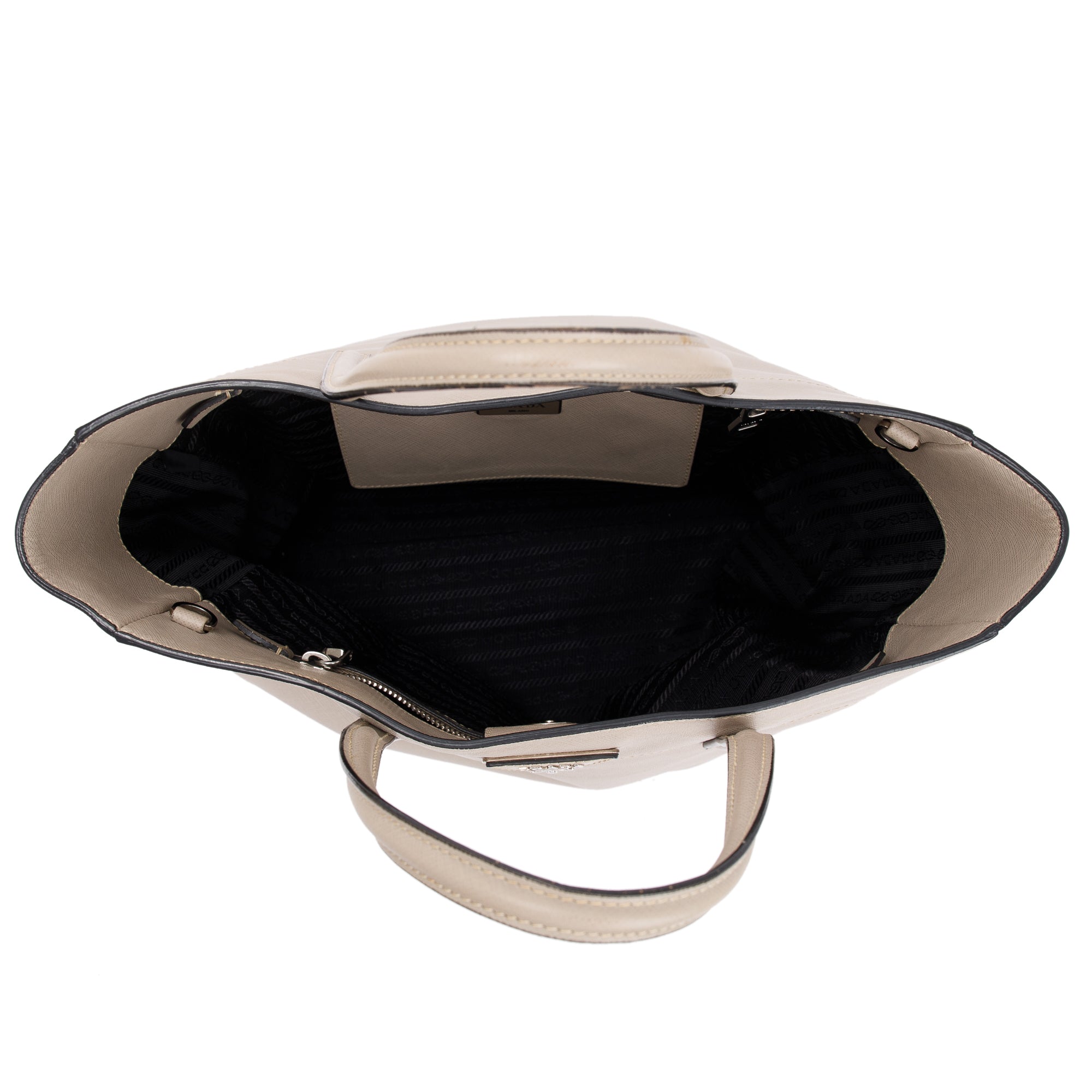 Prada Neutral Saffiano Soft Leather Tote w/ Strap