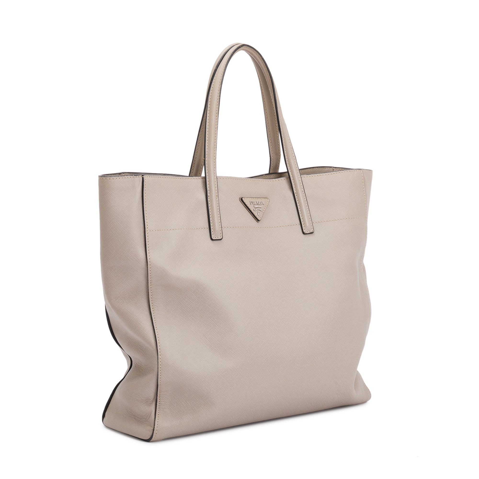 Prada Neutral Saffiano Soft Leather Tote w/ Strap