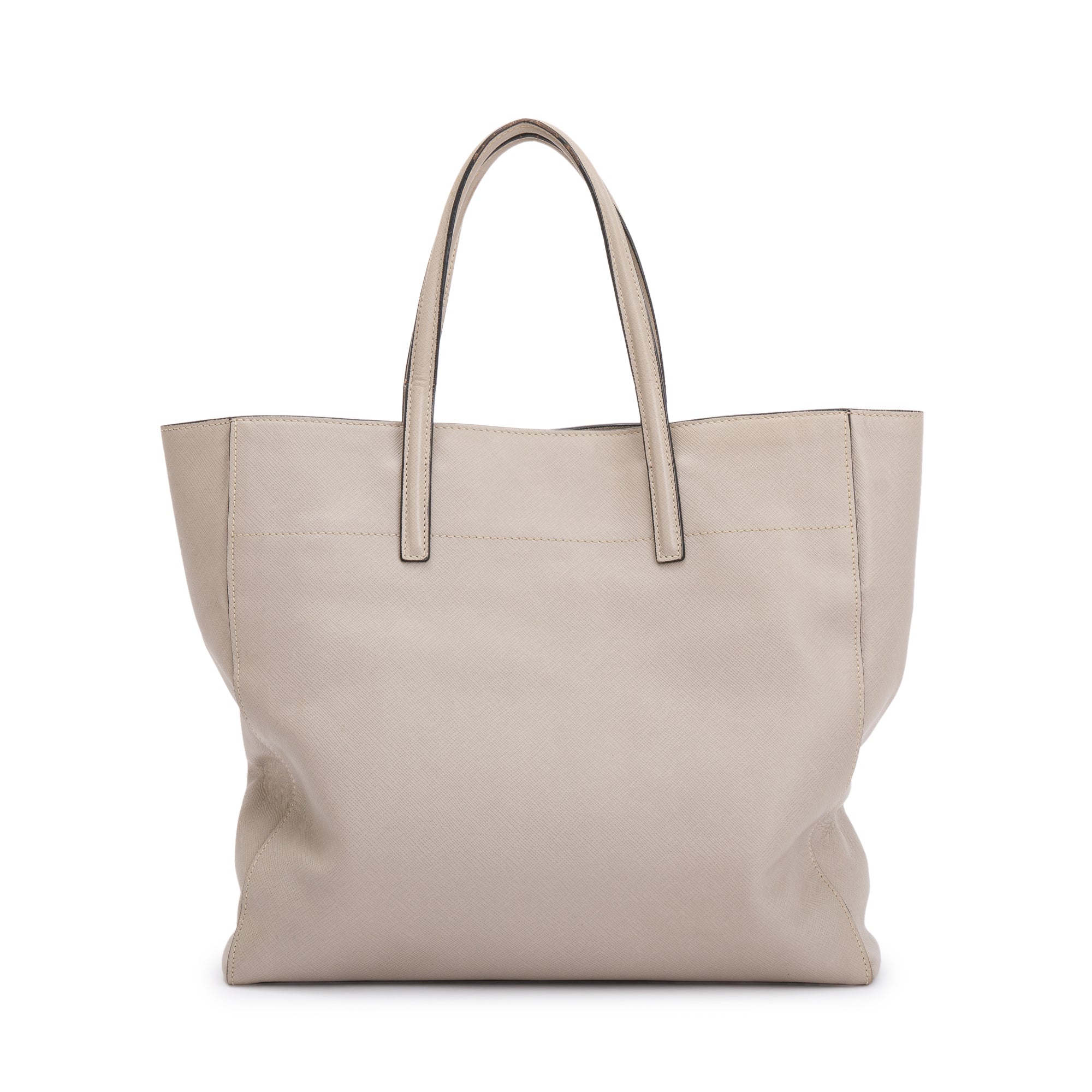Prada Neutral Saffiano Soft Leather Tote w/ Strap