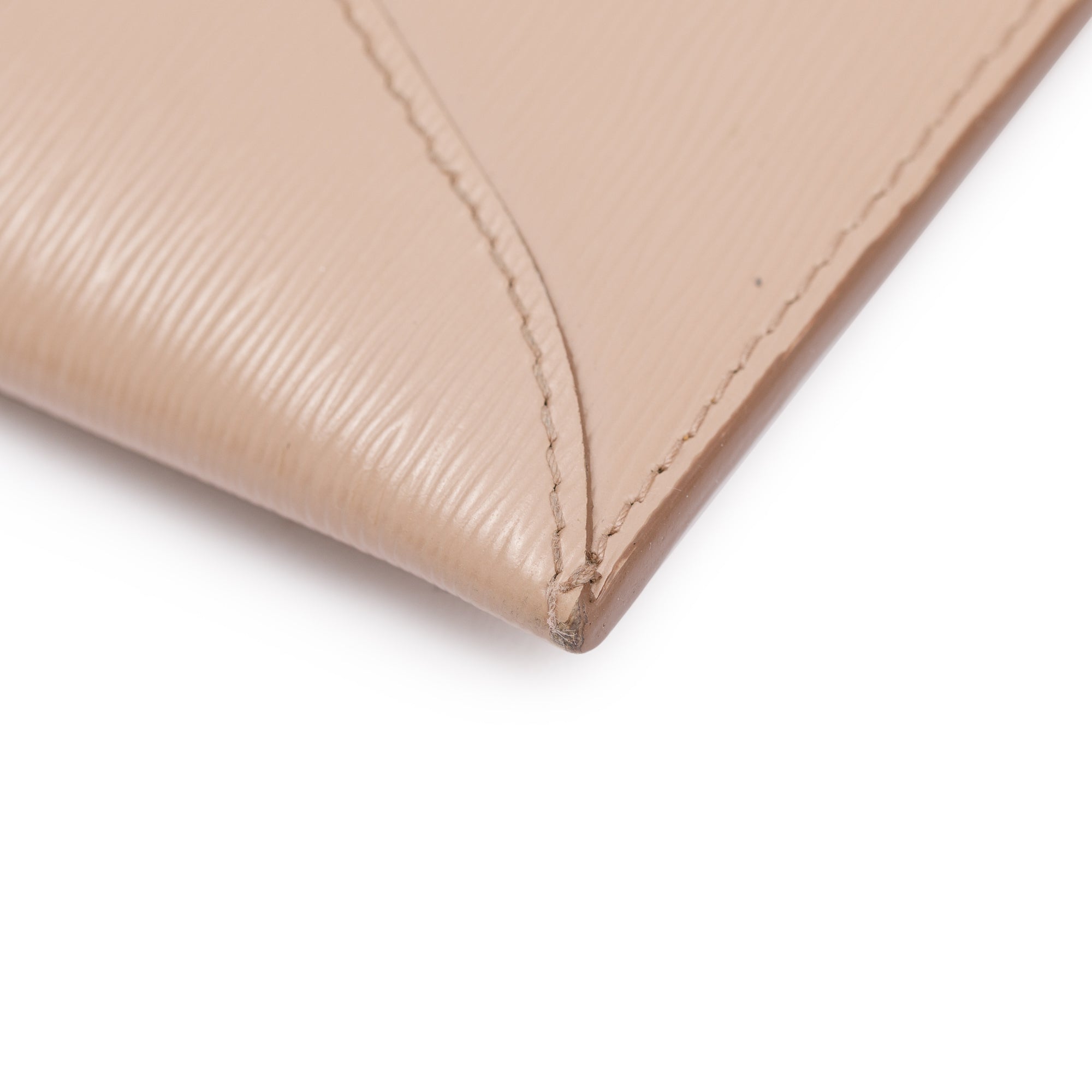 Prada Neutral Vitello Leather Envelope Wallet w/ Box