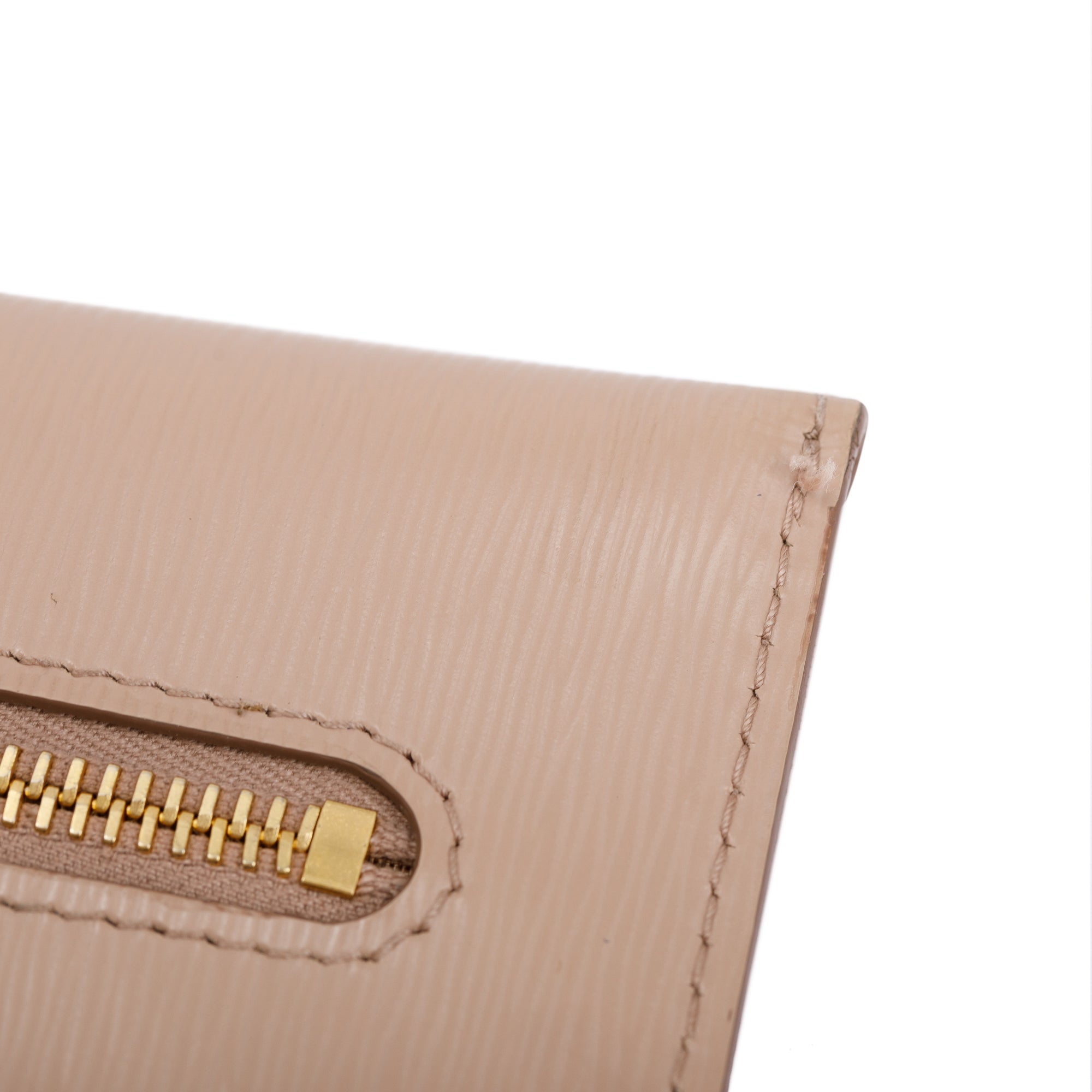 Prada Neutral Vitello Leather Envelope Wallet w/ Box