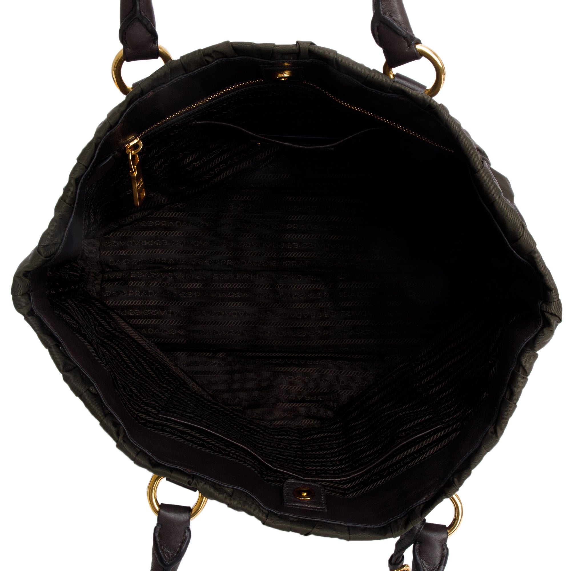 Prada Olive Green Tessuto Nylon Gauffre Quilted Tote