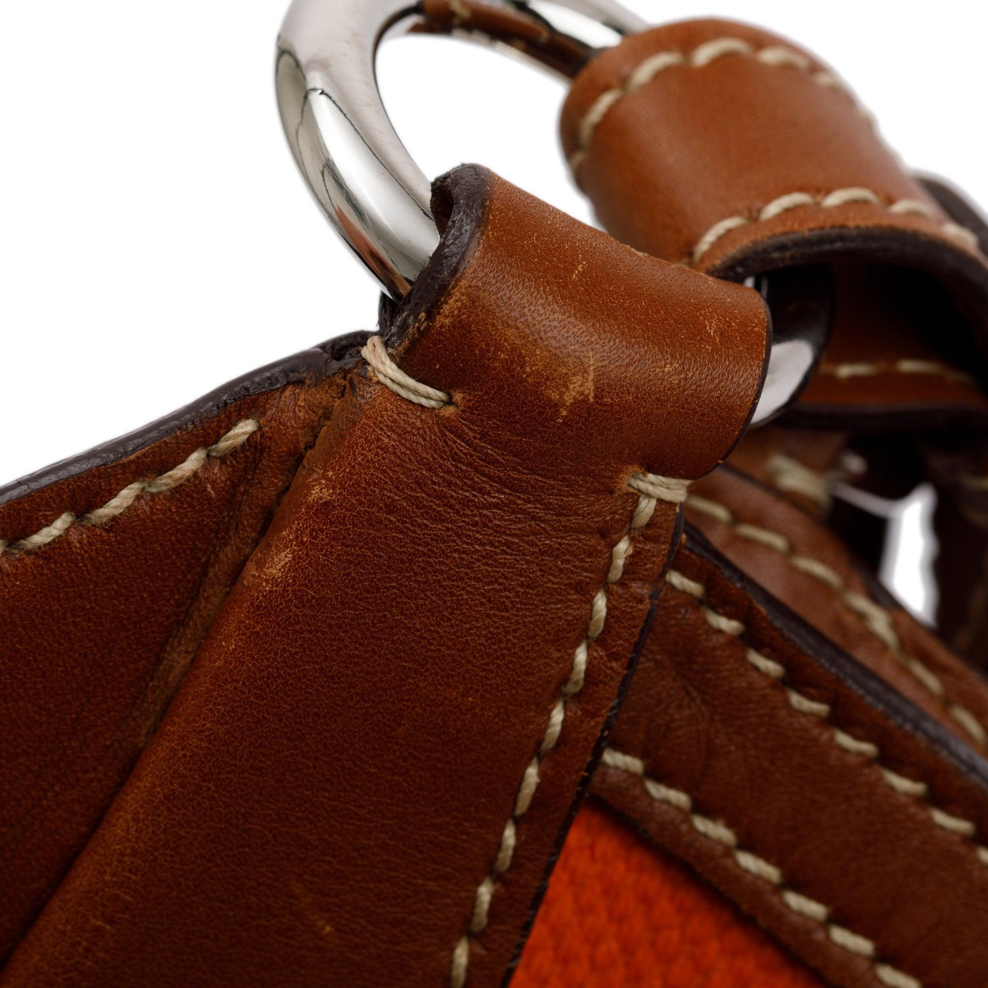 Prada Orange Canapa Vitello Leather Darwstring Hobo w/ Authenticity Card