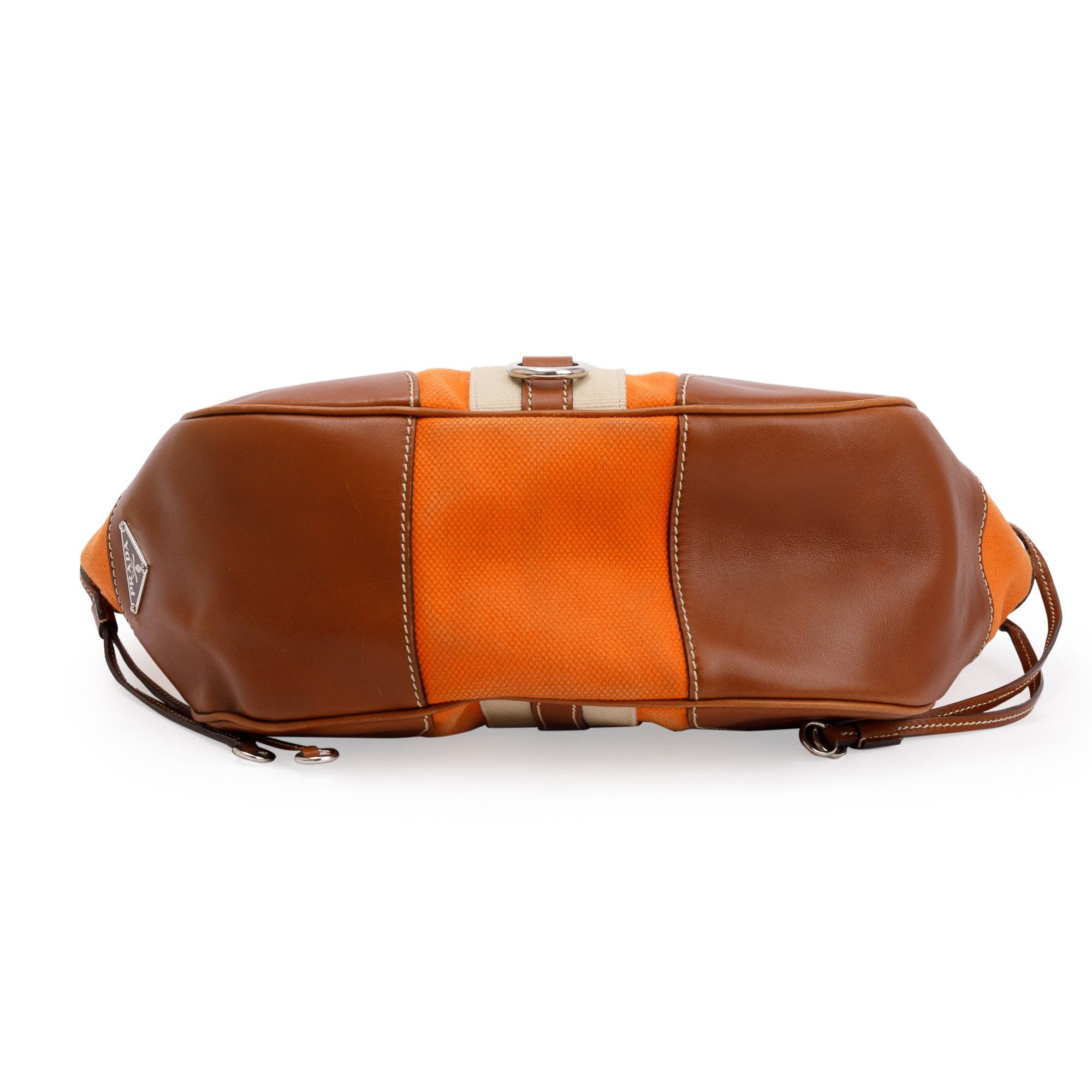 Prada Orange Canapa Vitello Leather Darwstring Hobo w/ Authenticity Card