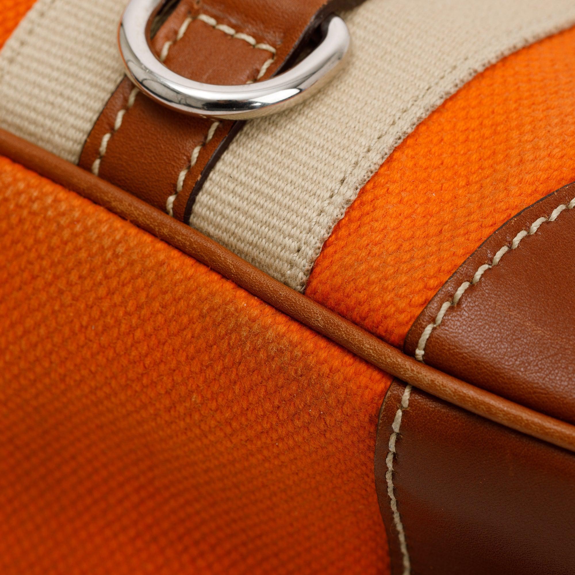 Prada Orange Canapa Vitello Leather Darwstring Hobo w/ Authenticity Card