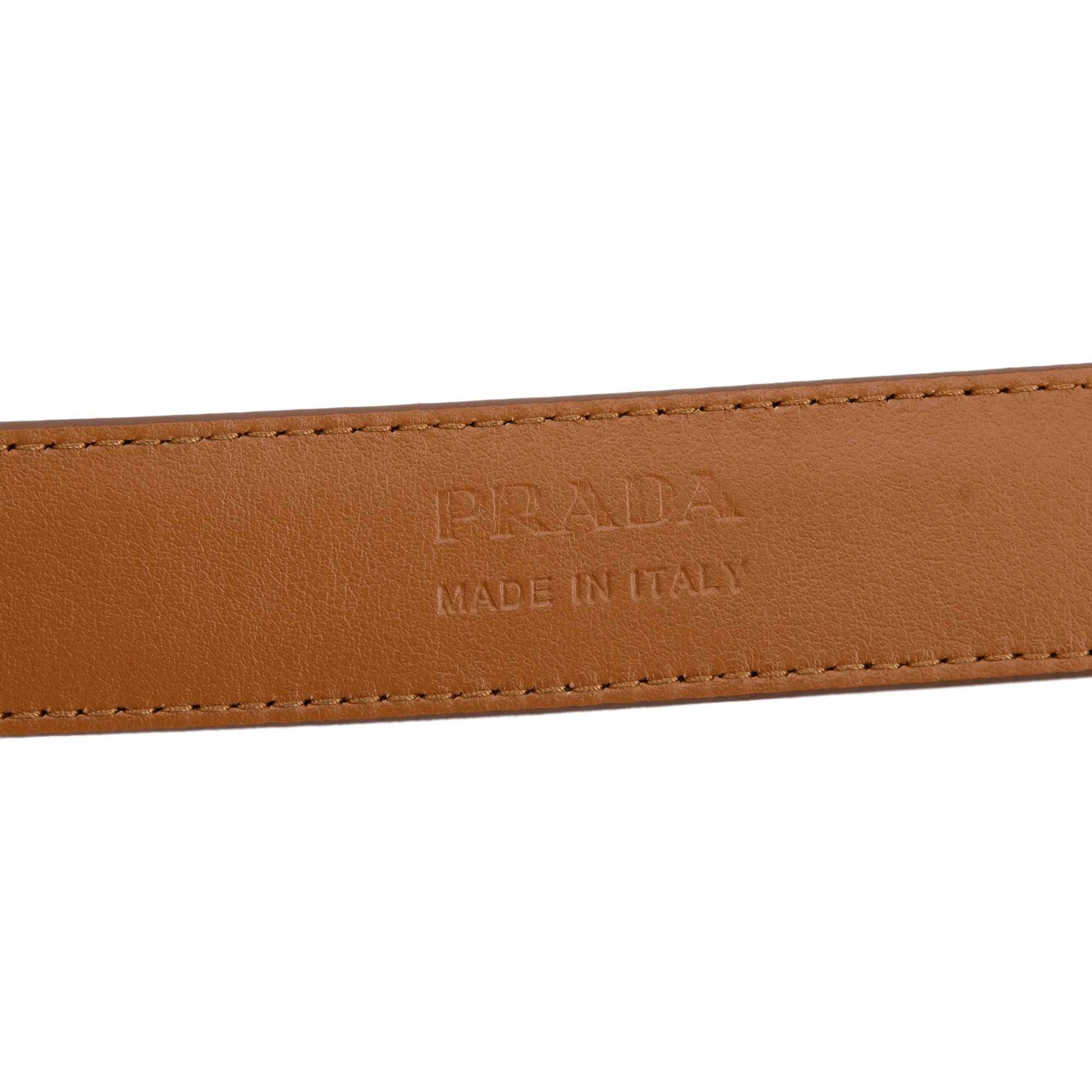 Prada Oval Savoia Logo Buckle Saffiano Leather Belt w/ Box