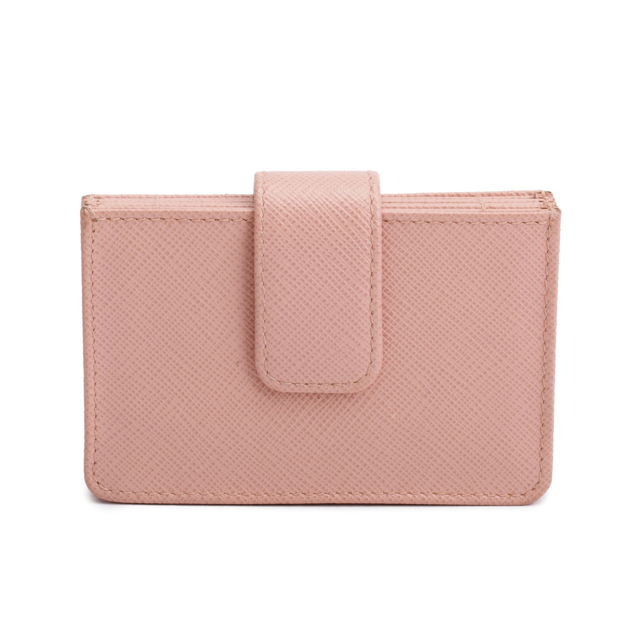 Prada Pink Saffiano Leather 5 Gusset Card Holder