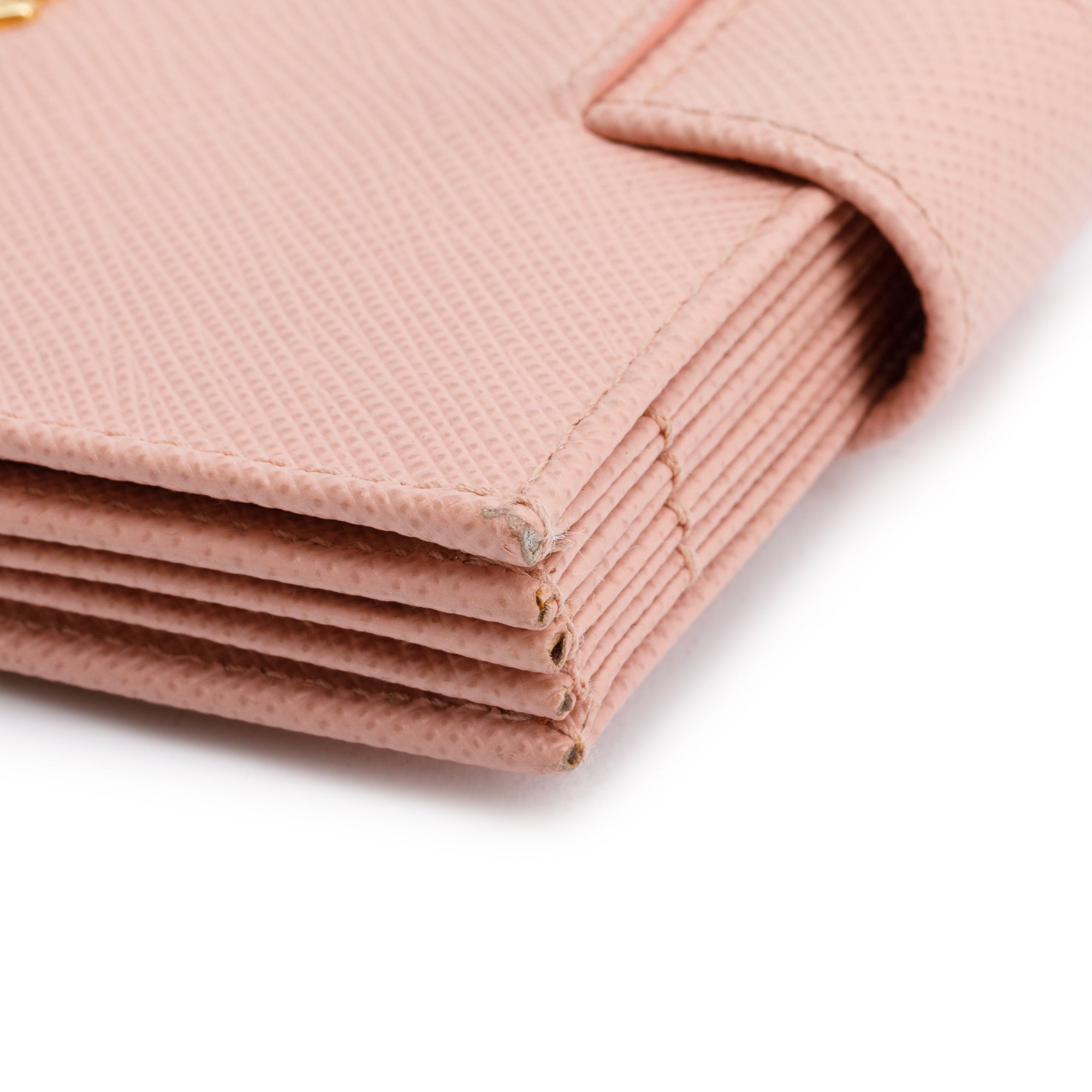 Prada Pink Saffiano Leather 5 Gusset Card Holder