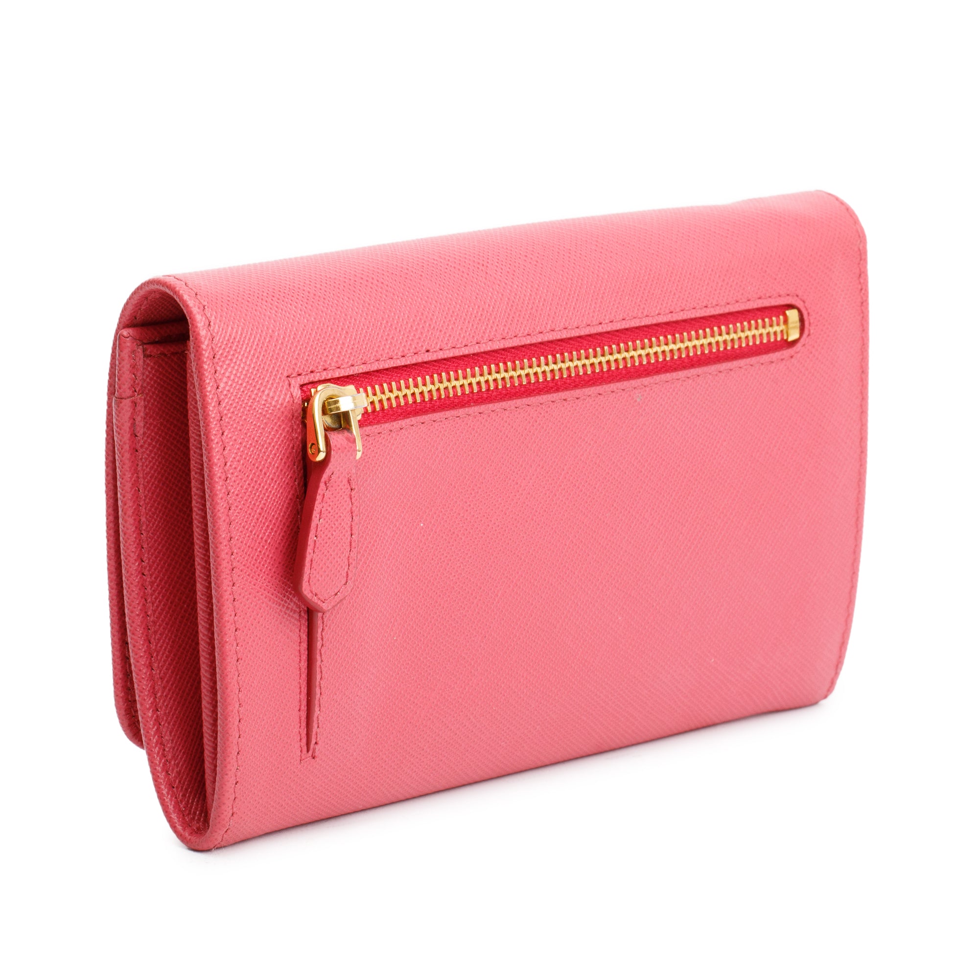 Prada Pink Saffiano Leather Bow Wristlet Wallet