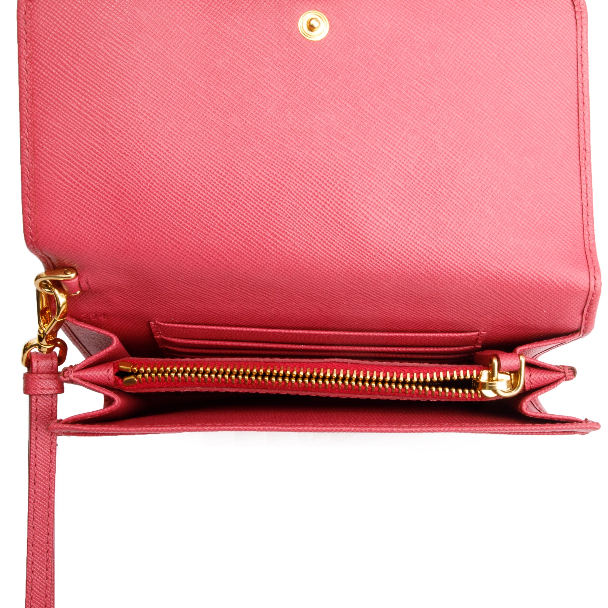 Prada Pink Saffiano Leather Bow Wristlet Wallet