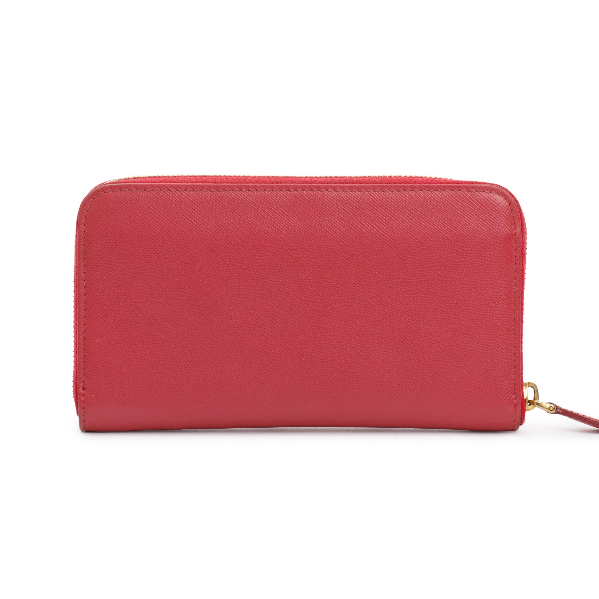 Prada Pink Saffiano Leather Bow Zip Around Wallet