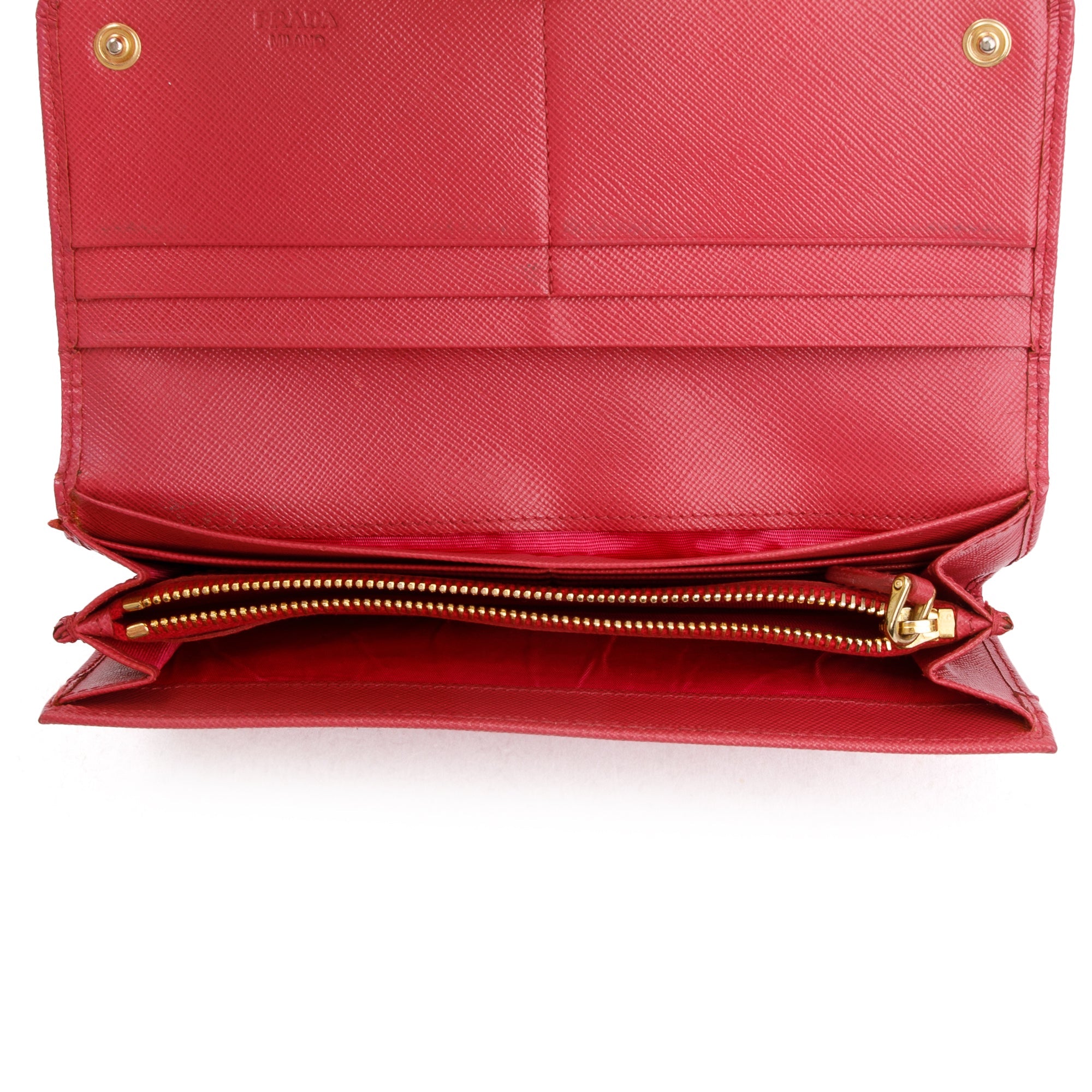 Prada Pink Saffiano Leather Continental Bow Wallet