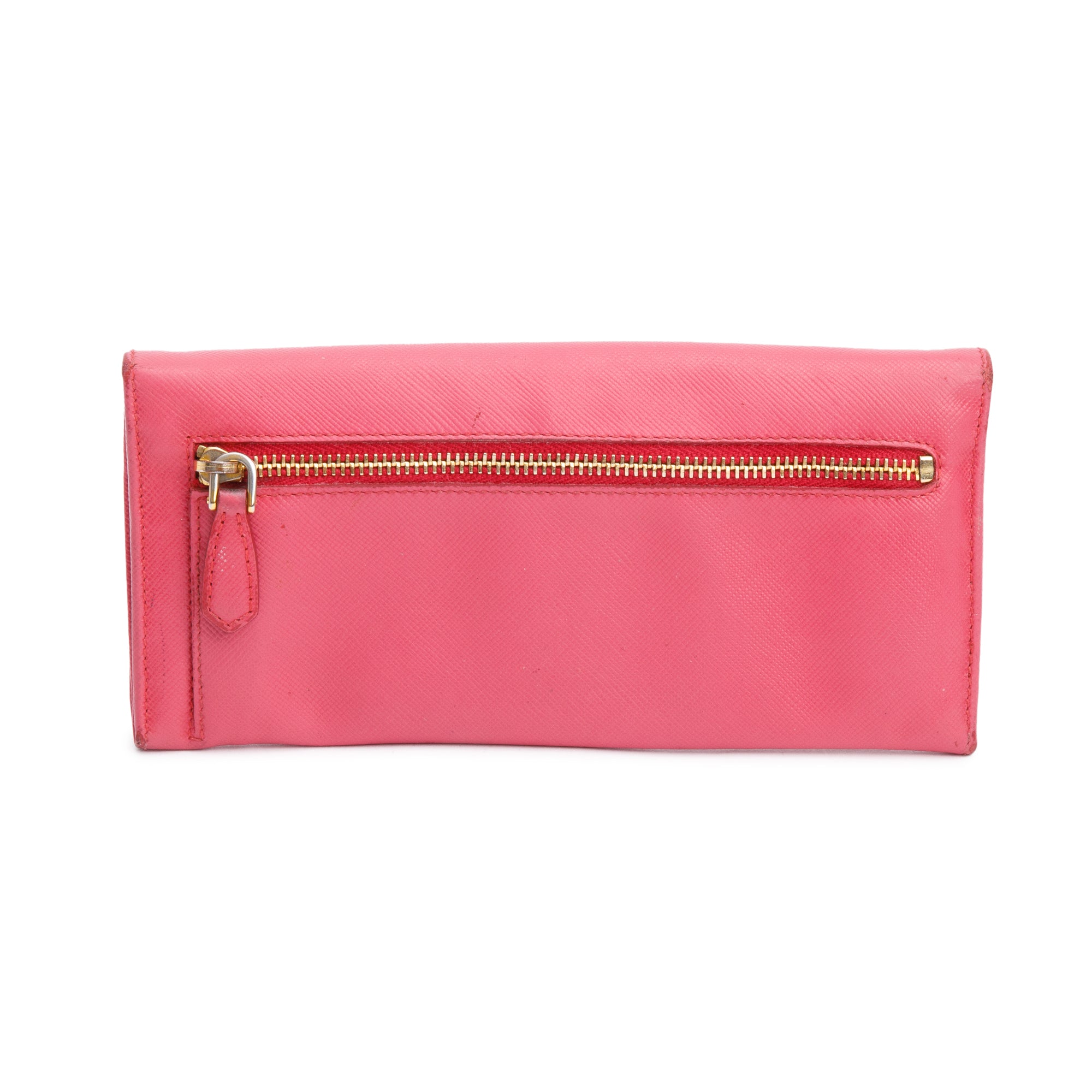 Prada Pink Saffiano Leather Continental Flap Wallet