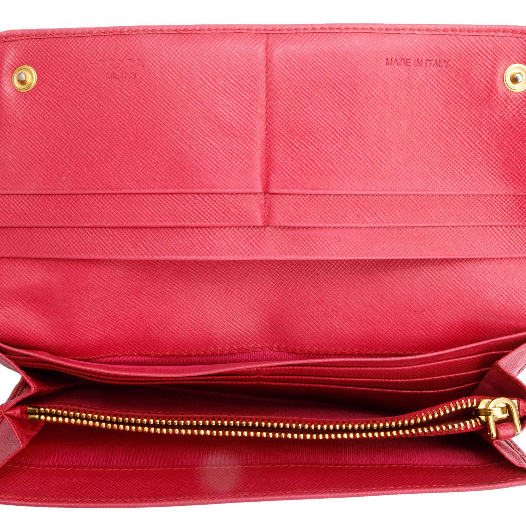 Prada Pink Saffiano Leather Continental Flap Wallet
