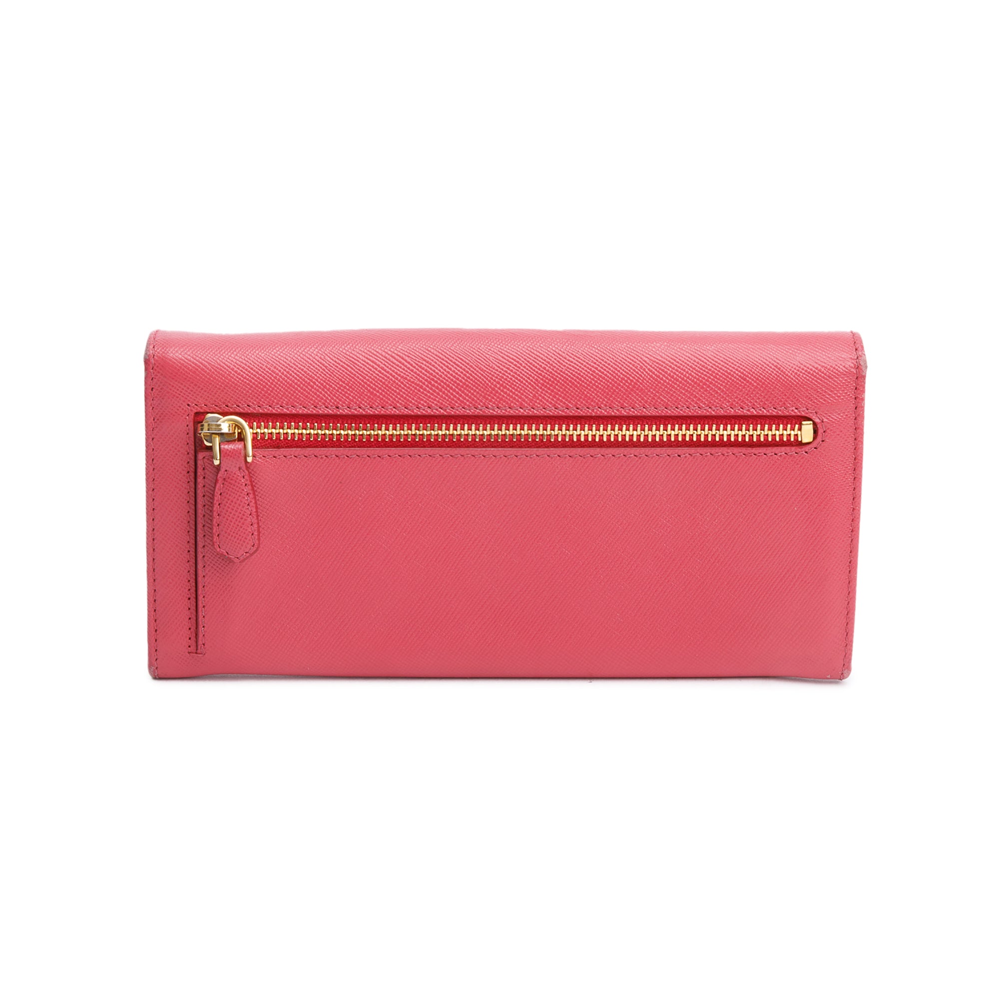 Prada Pink Saffiano Leather Continental Wallet