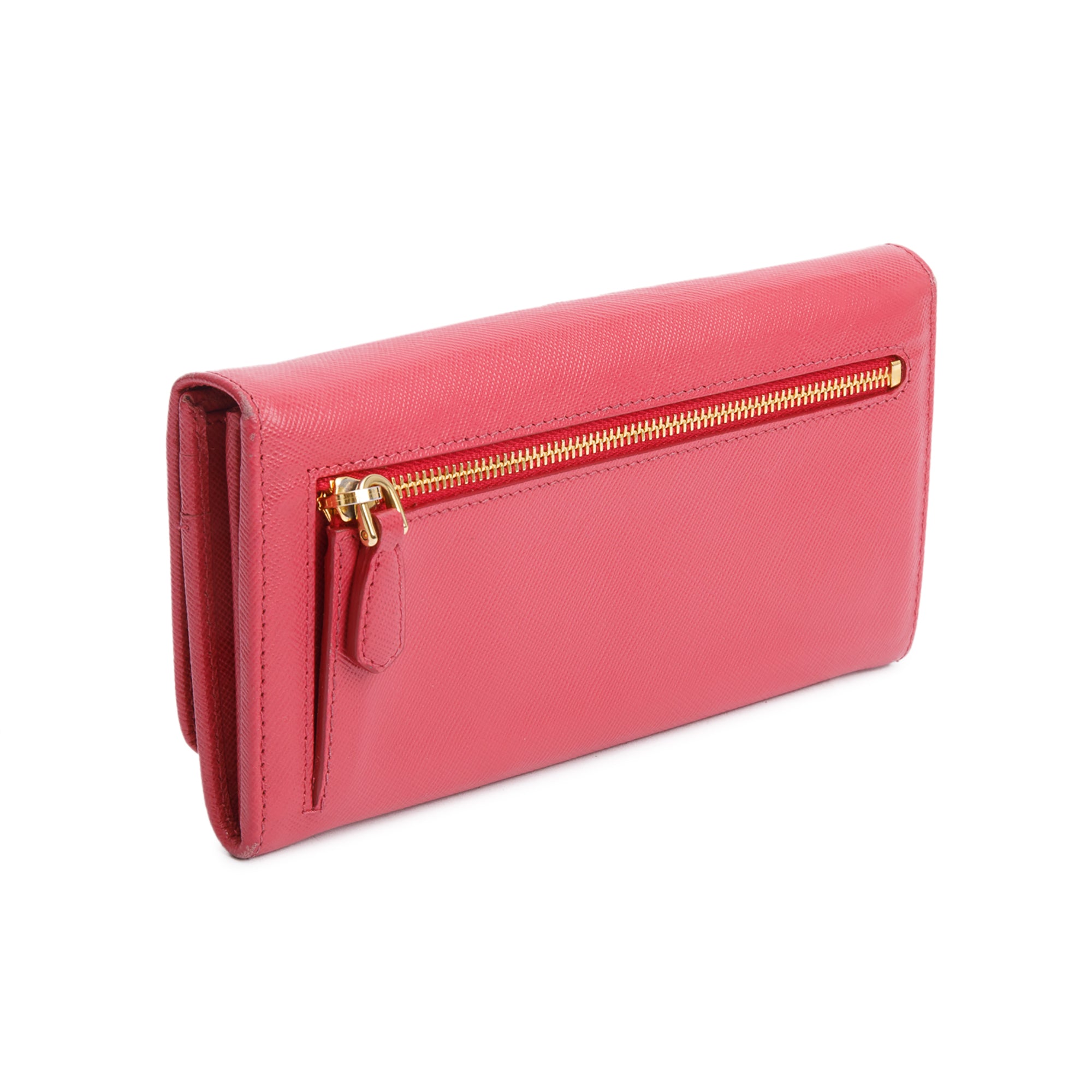 Prada Pink Saffiano Leather Continental Wallet