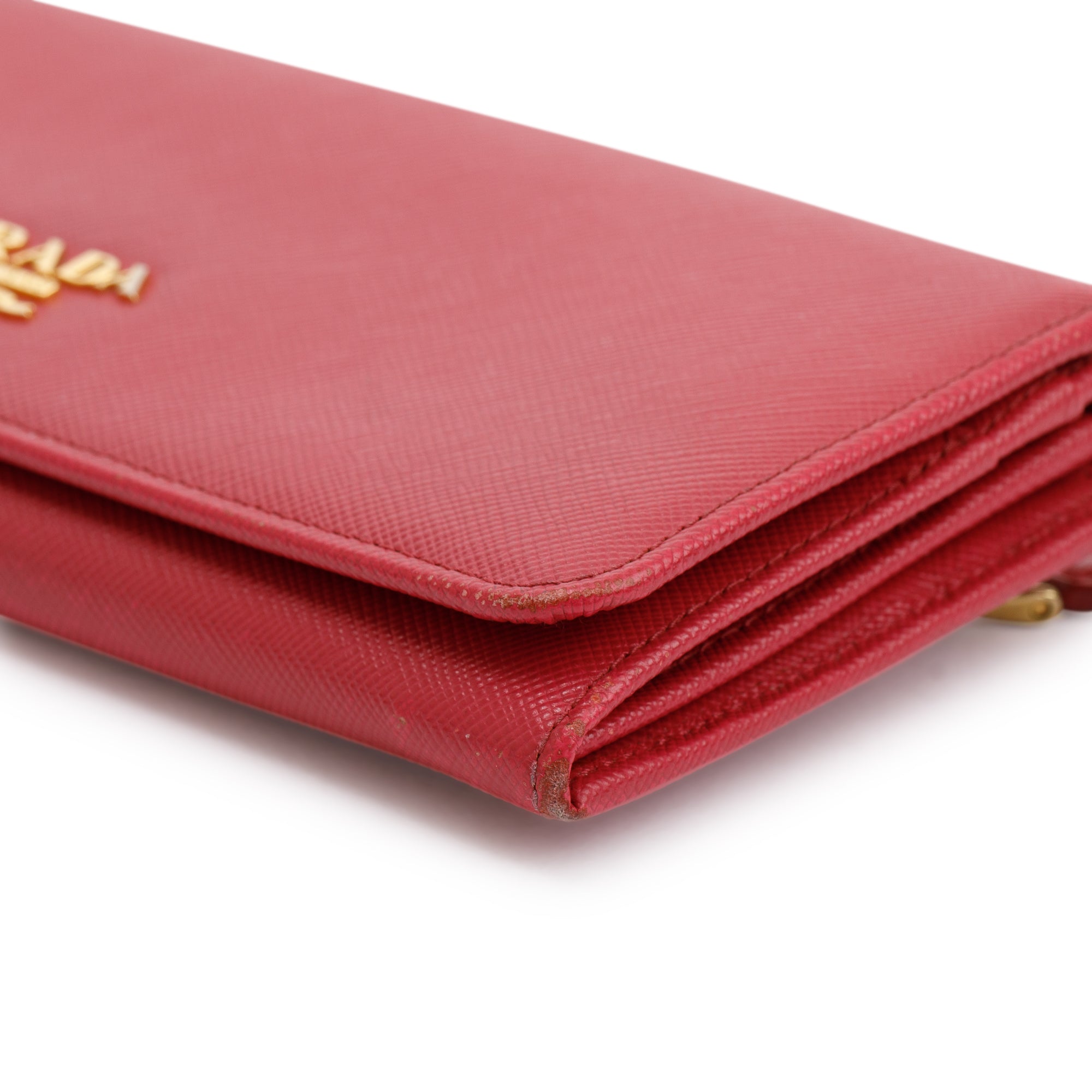 Prada Pink Saffiano Leather Continental Wallet
