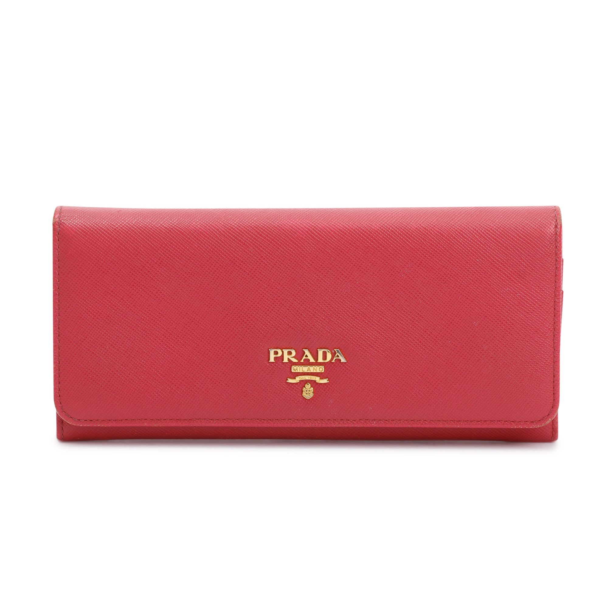 Prada Pink Saffiano Leather Continental Wallet