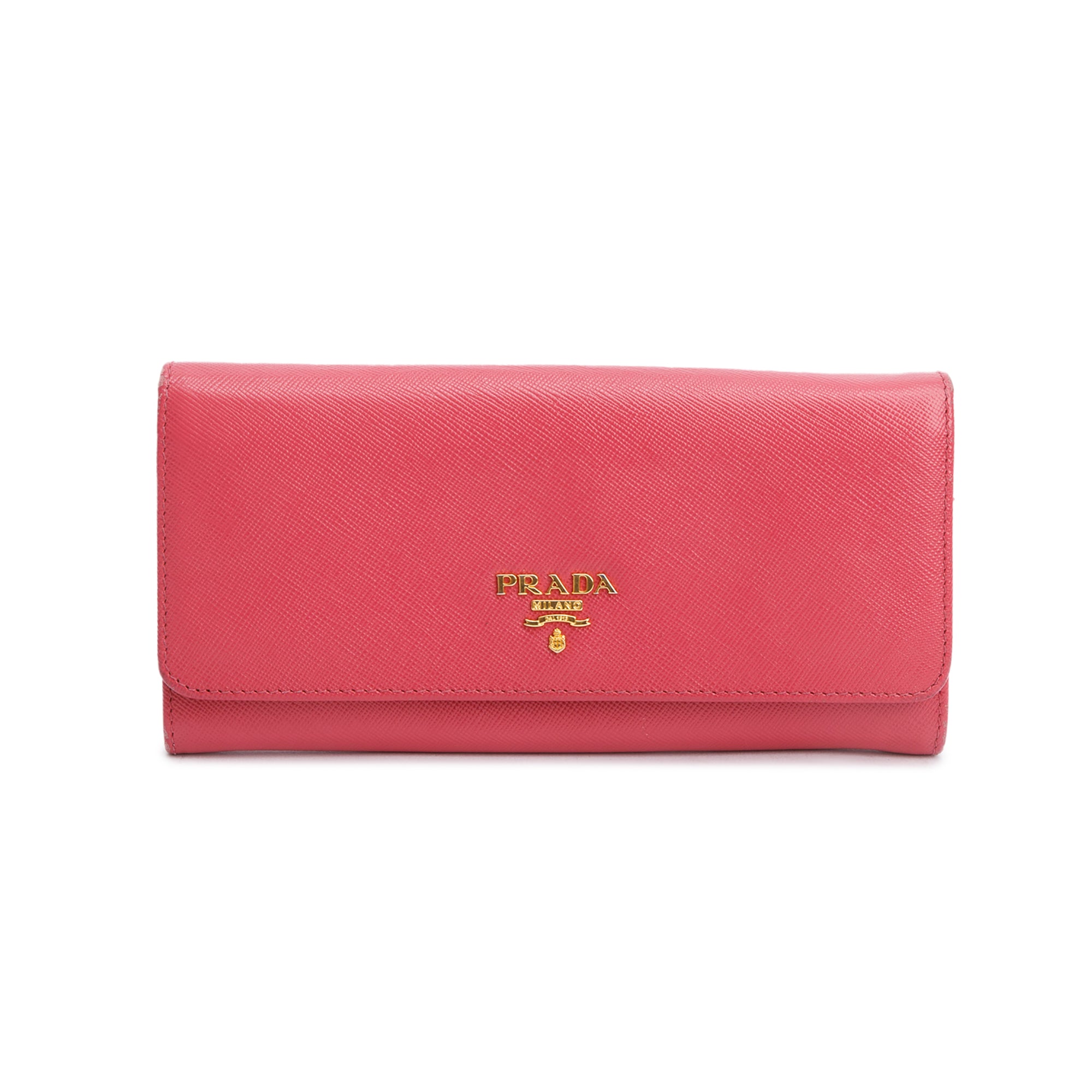 Prada Pink Saffiano Leather Continental Wallet