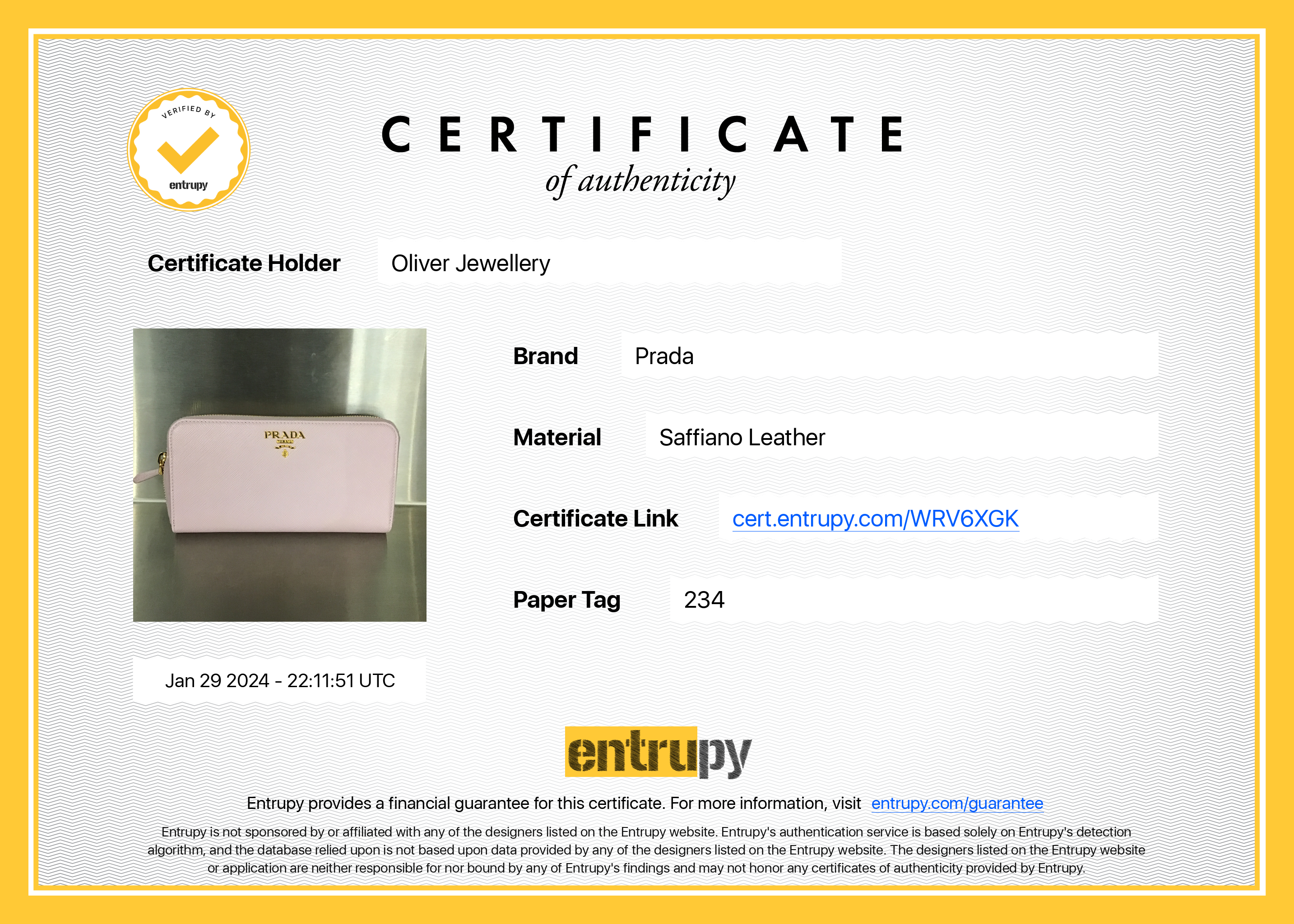 Prada Pink Saffiano Leather Zip Around Wallet w/ Box & Authenticity Card