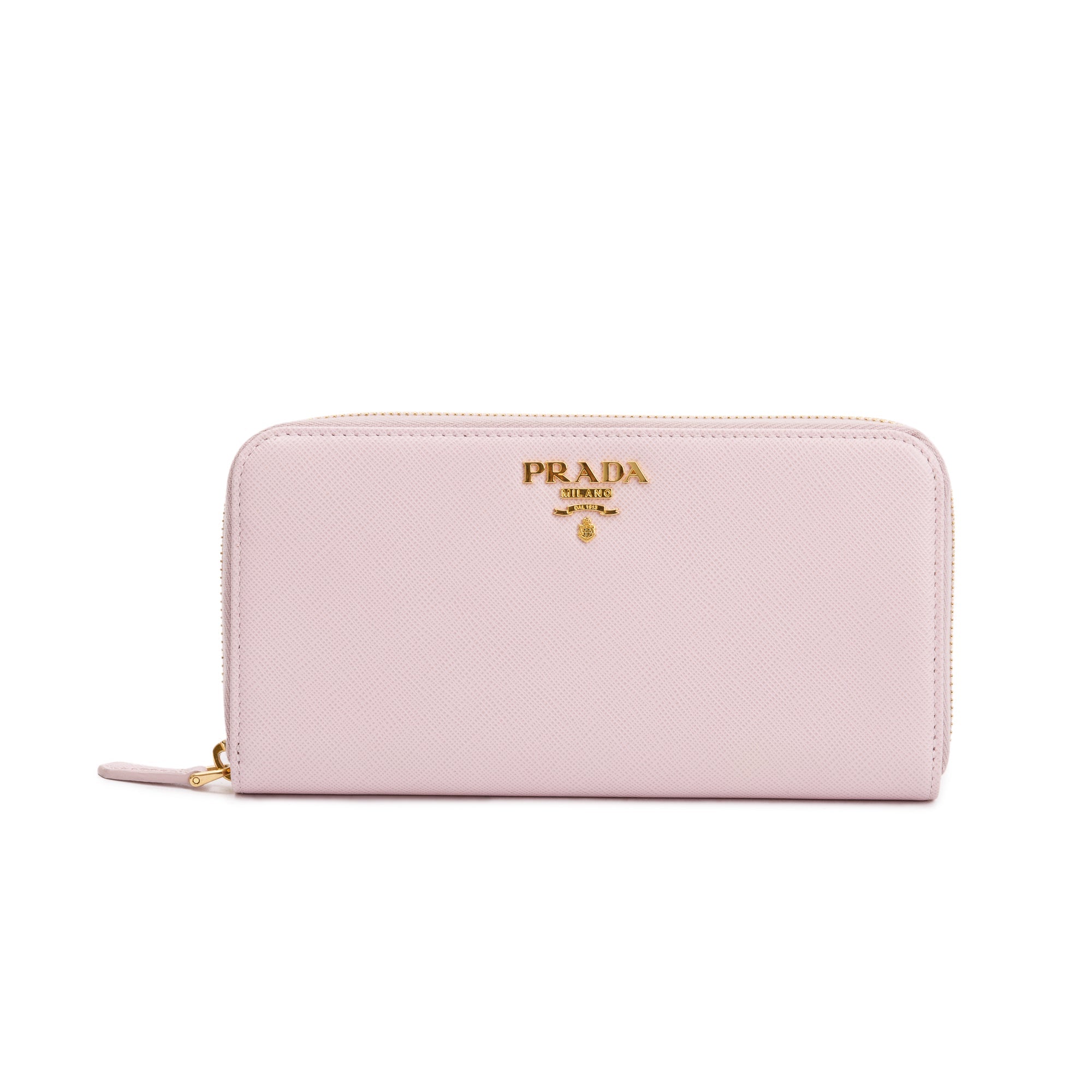 Prada Pink Saffiano Leather Zip Around Wallet w/ Box & Authenticity Card