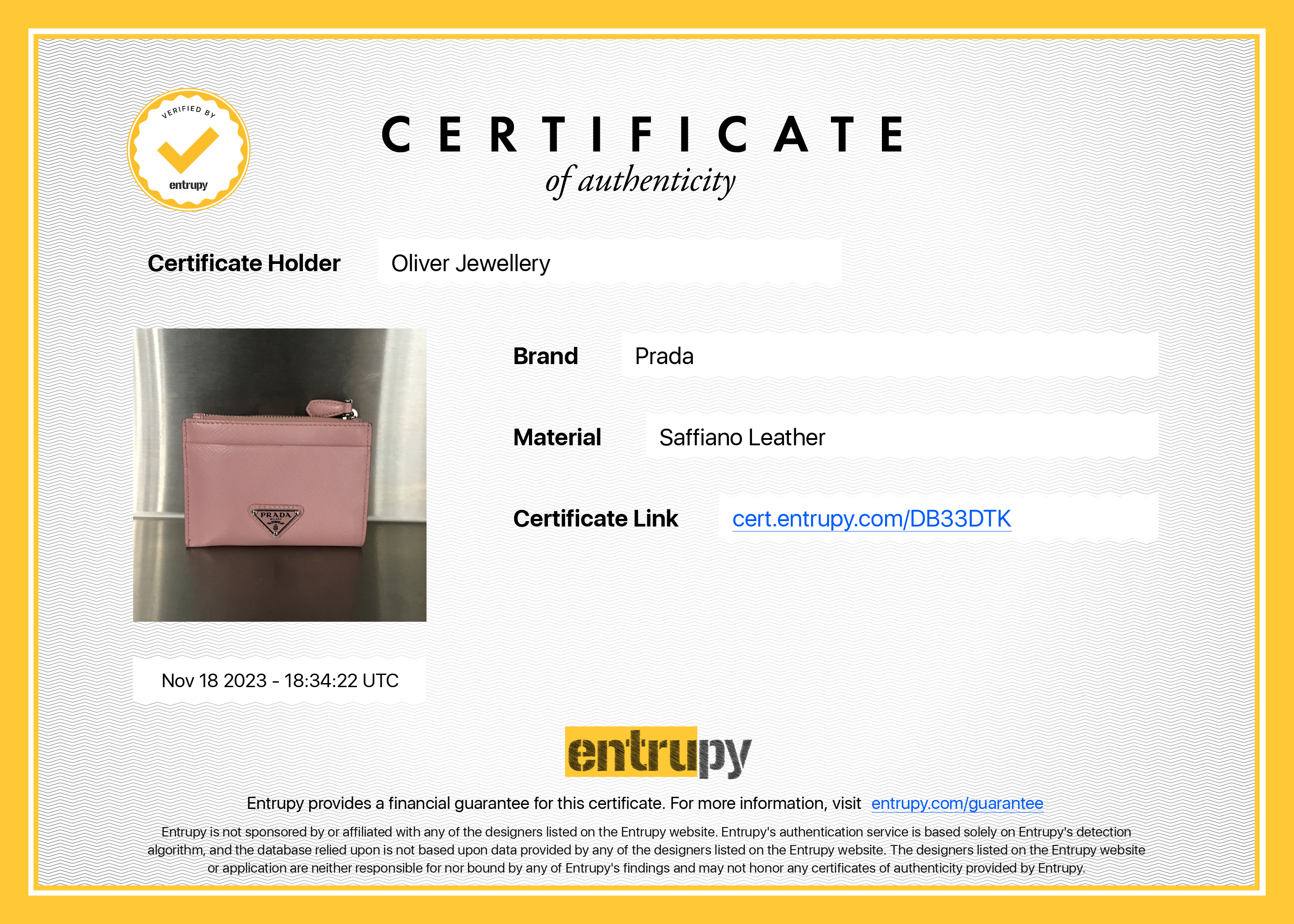 Prada Pink Saffiano Leather Zip Card Holder w/ Box