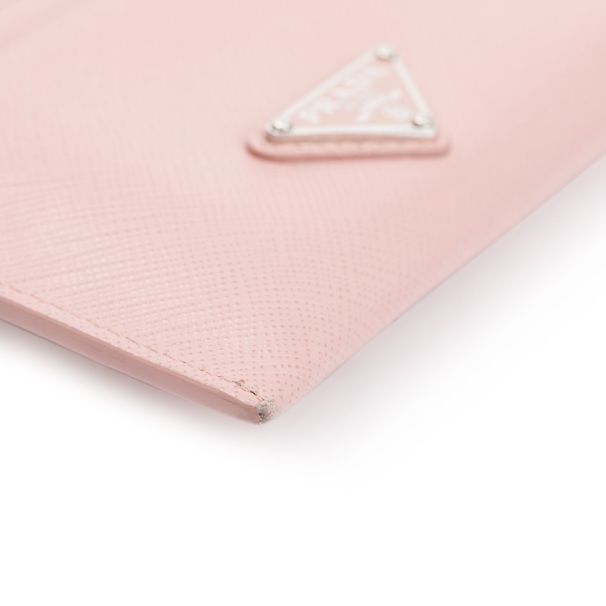 Prada Pink Saffiano Leather Zip Card Holder w/ Box