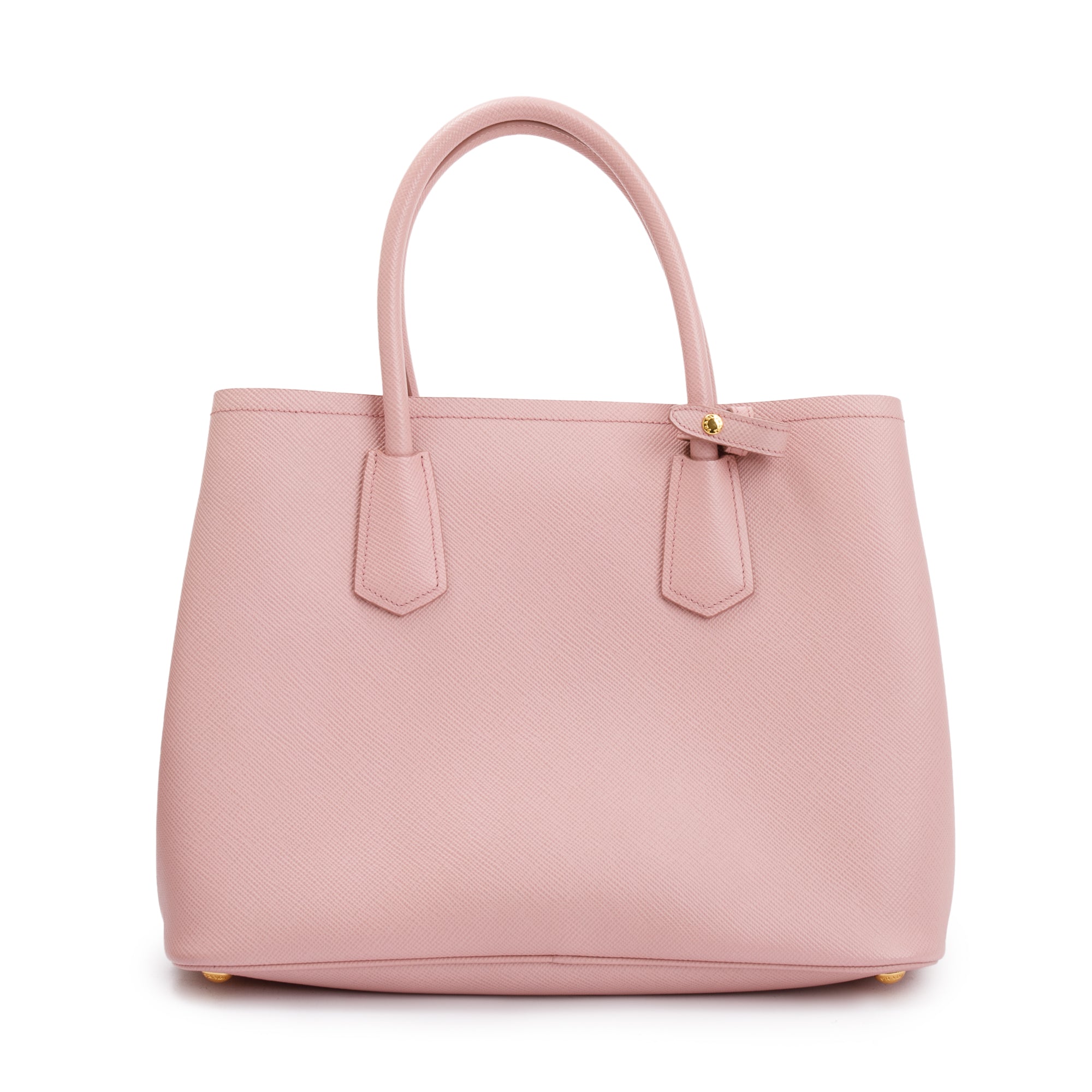 Prada Pink Saffiano Lux Medium Cuir Double Tote w/ Strap