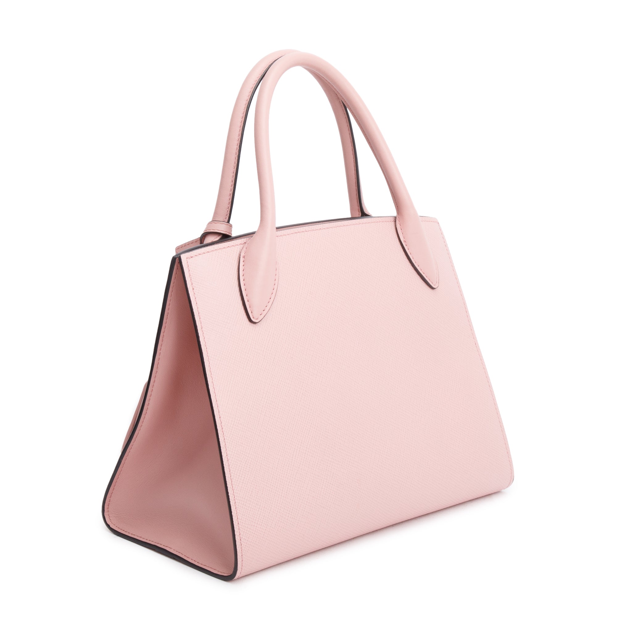 Prada Pink Saffiano Lux Small Monochrome Top Handle Tote w/ Strap