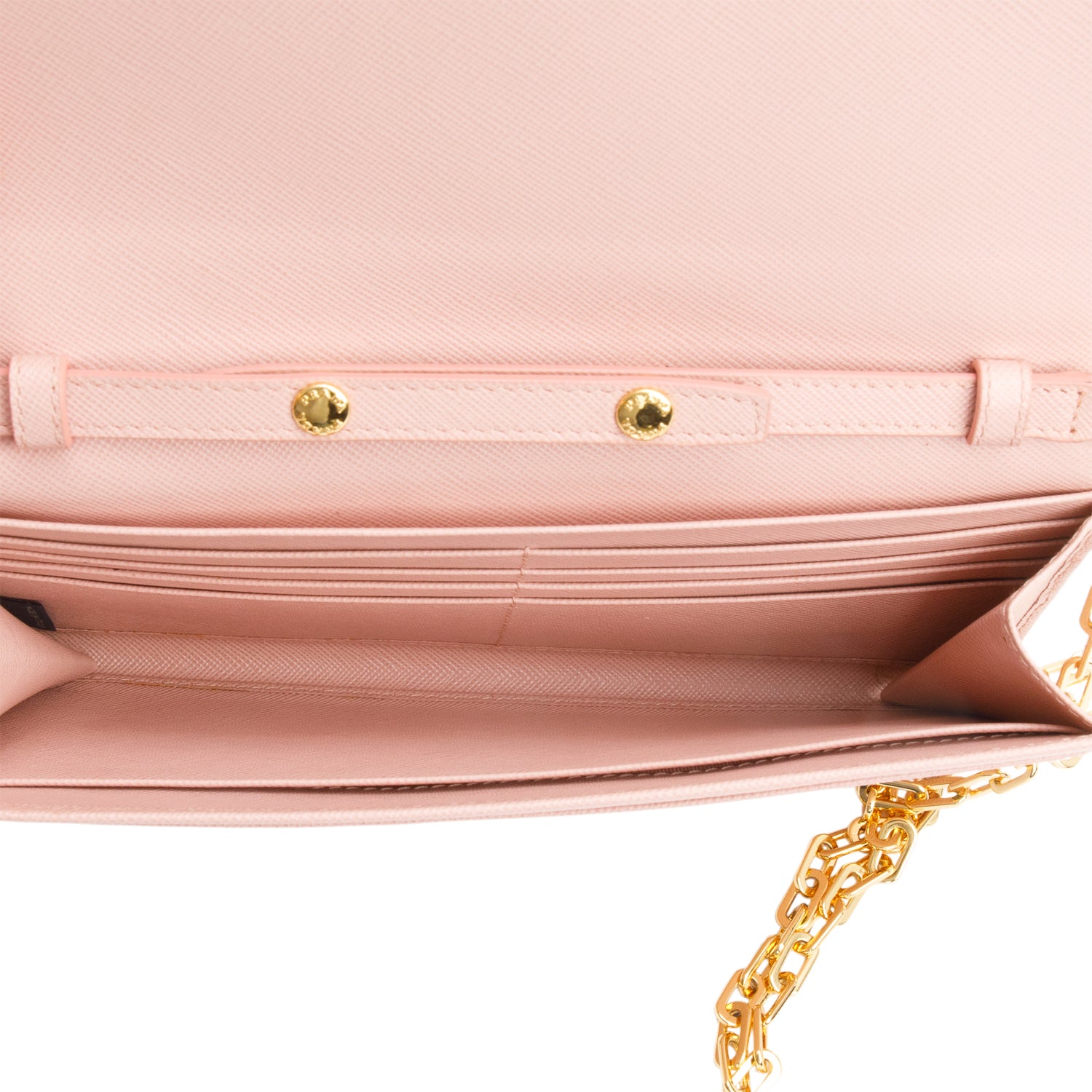 Prada Pink Saffiano Metal Continental Wallet on Chain