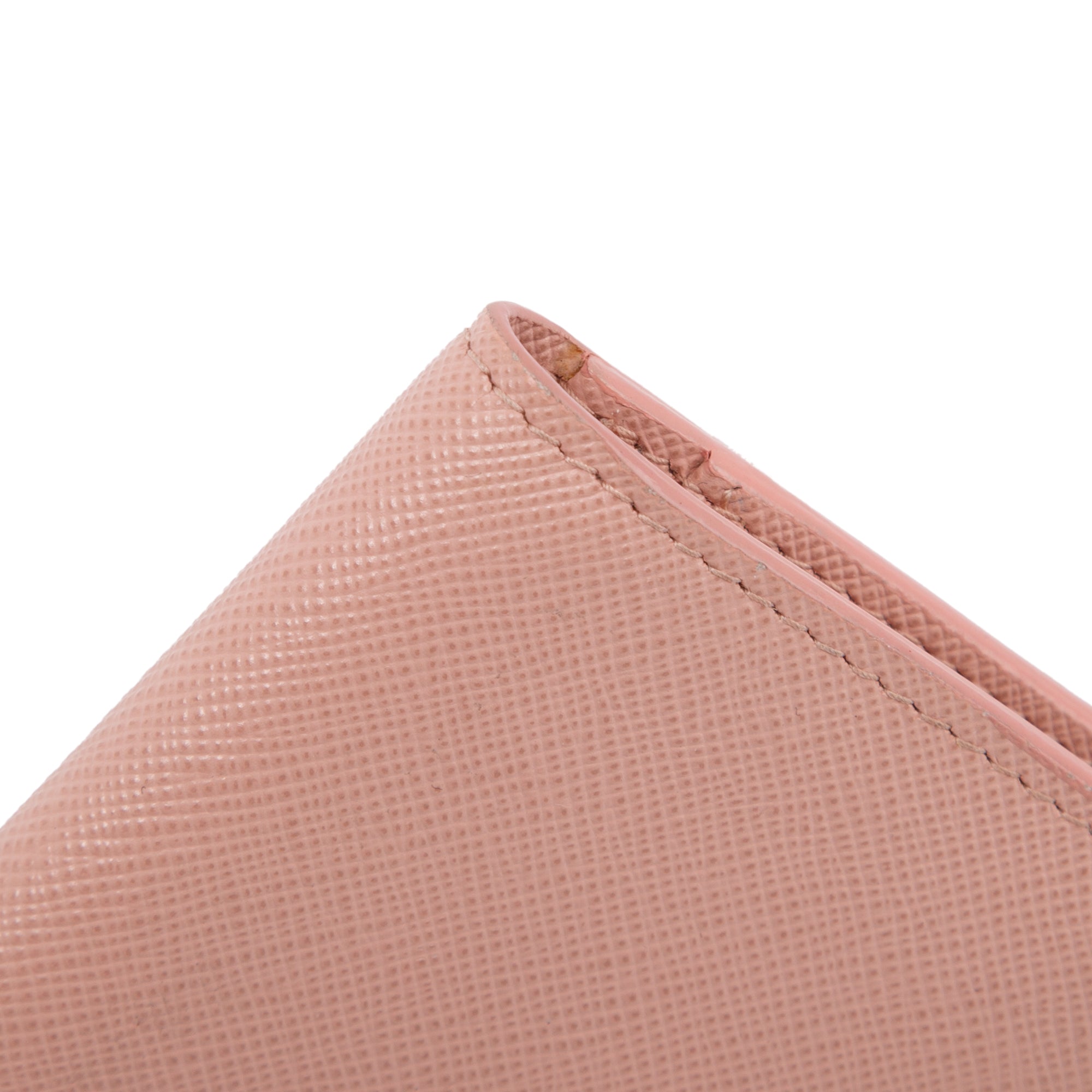 Prada Pink Saffiano Metal Flap Card Holder