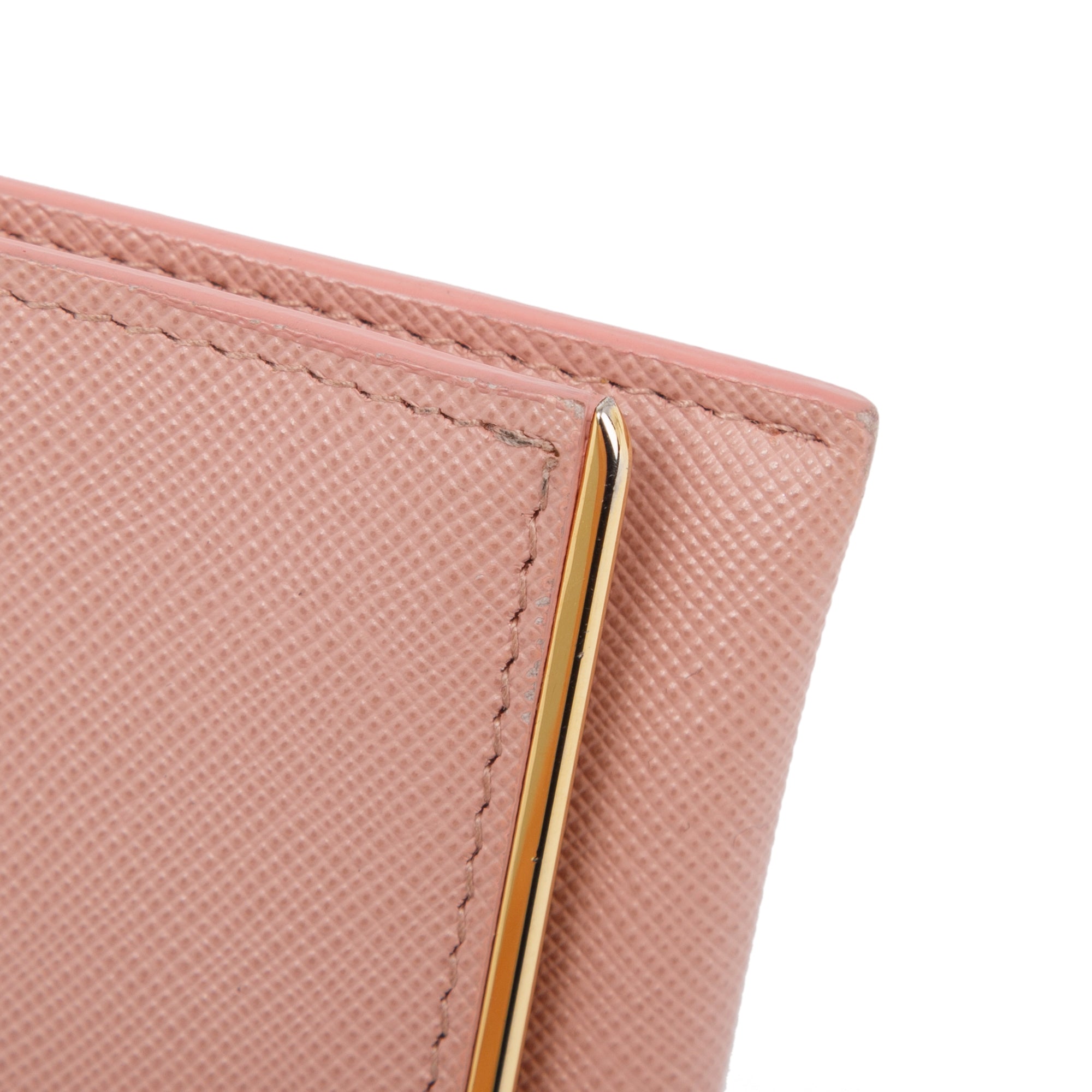 Prada Pink Saffiano Metal Flap Card Holder