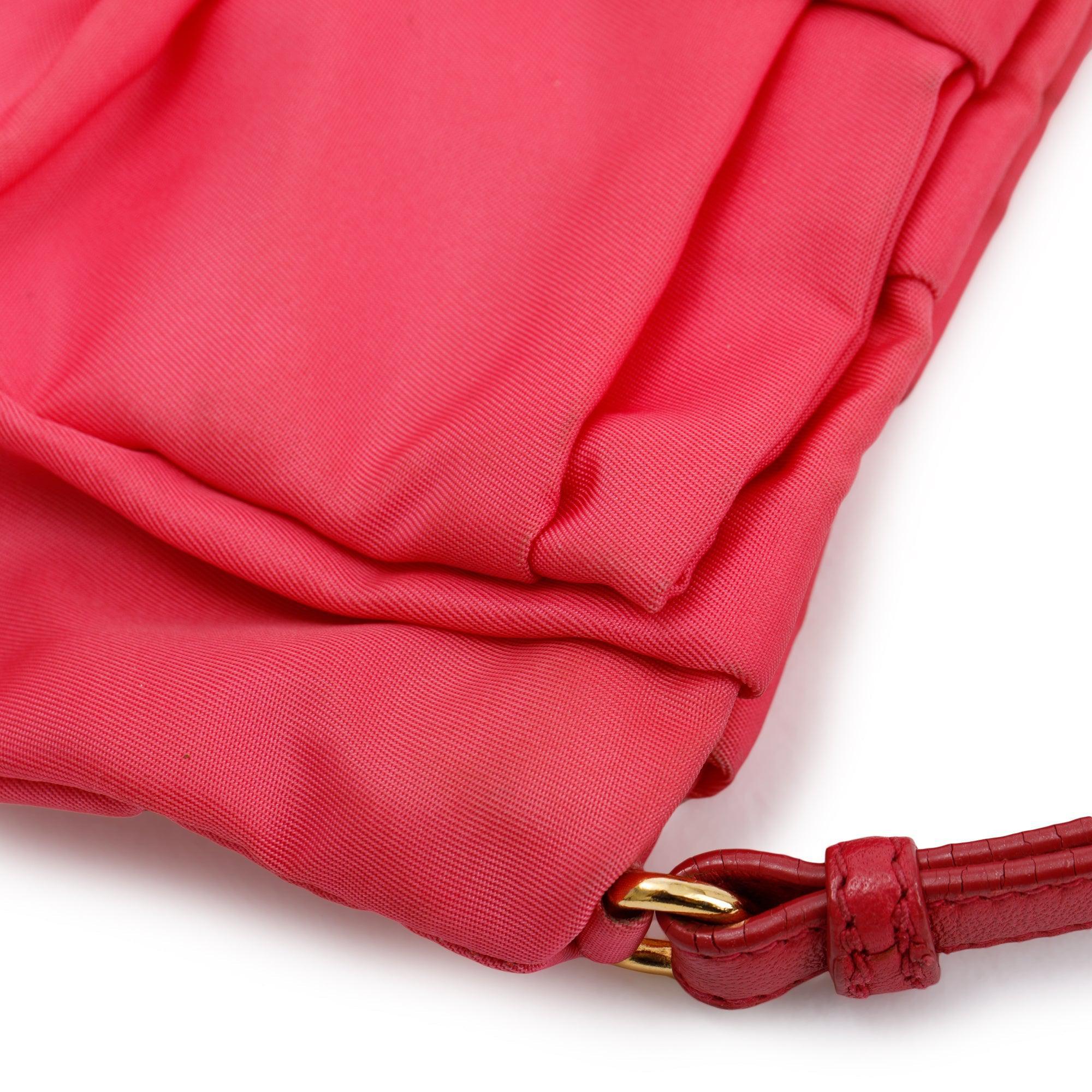 Prada Pink Tessuto Nylon Bow Wristlet