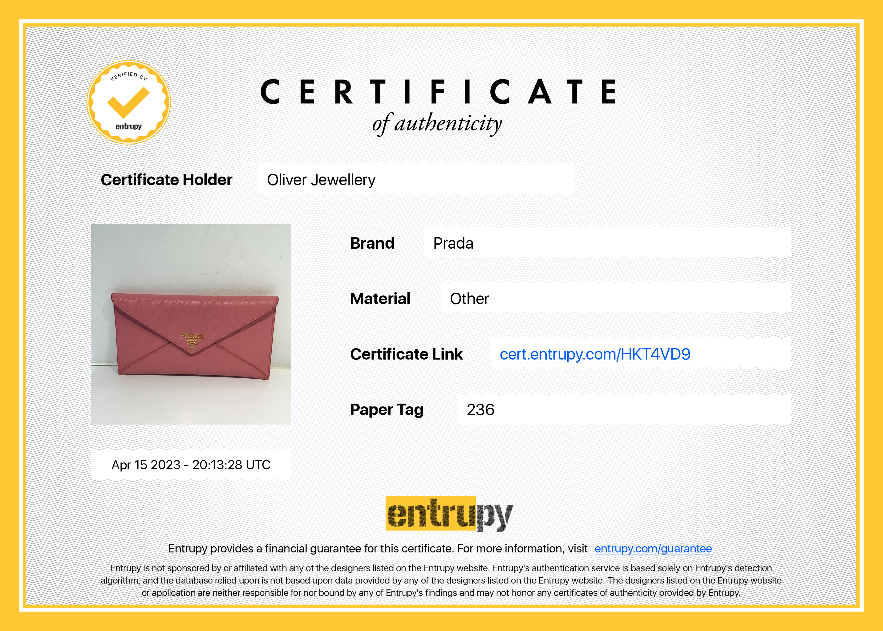 Prada Pink Vitello Move Envelope Wallet