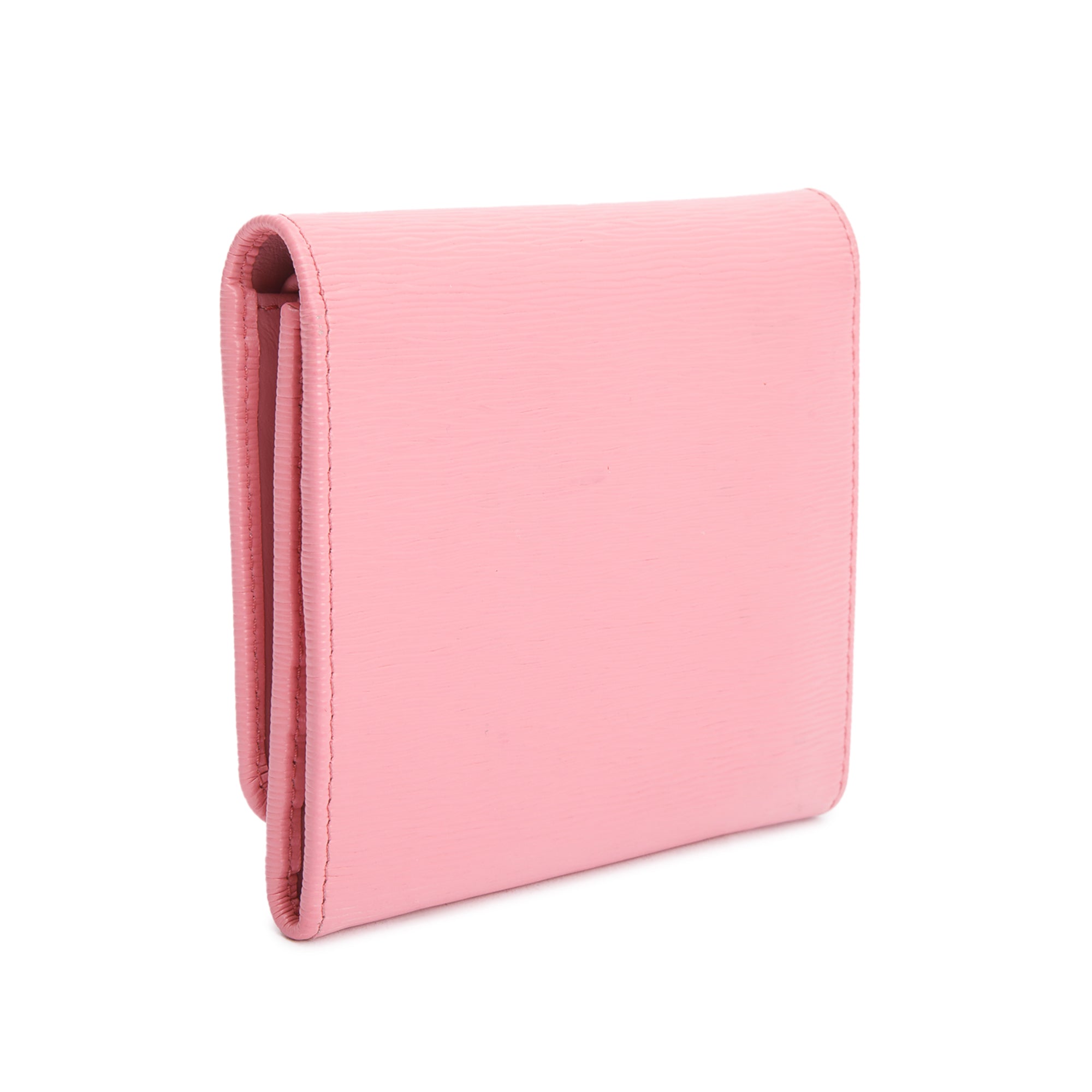Prada Pink Vitello Move Leather Compact Tri-Fold Wallet