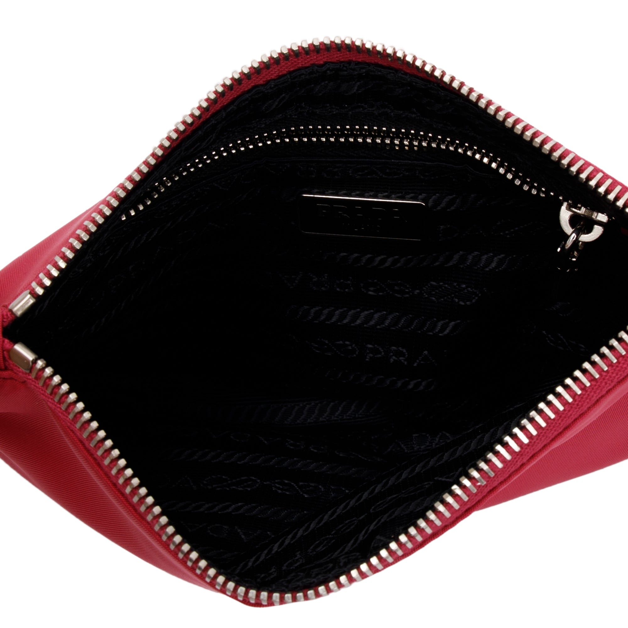 Prada Pink/Red Tessuto O-Ring Wristlet w/ Authenticity Card