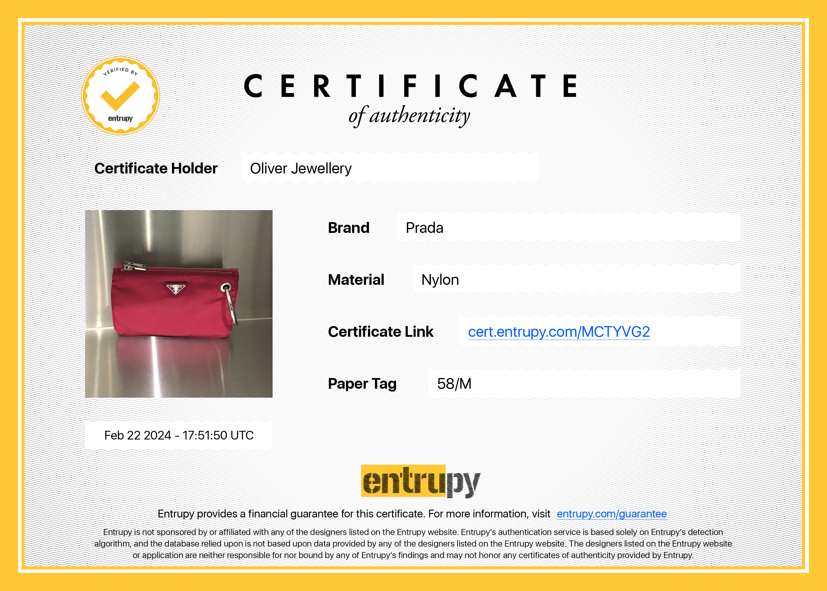 Prada Pink/Red Tessuto O-Ring Wristlet w/ Authenticity Card