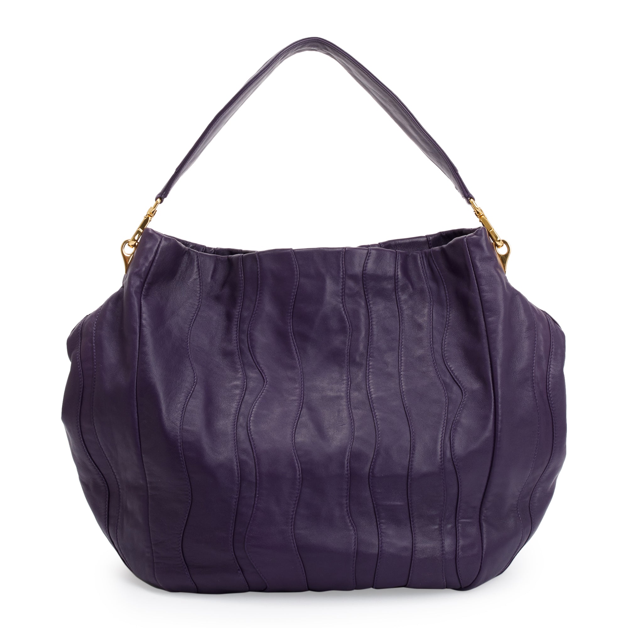 Prada Purple Nappa Stripes Leather Shoulder Bag w/ Authenticity Card