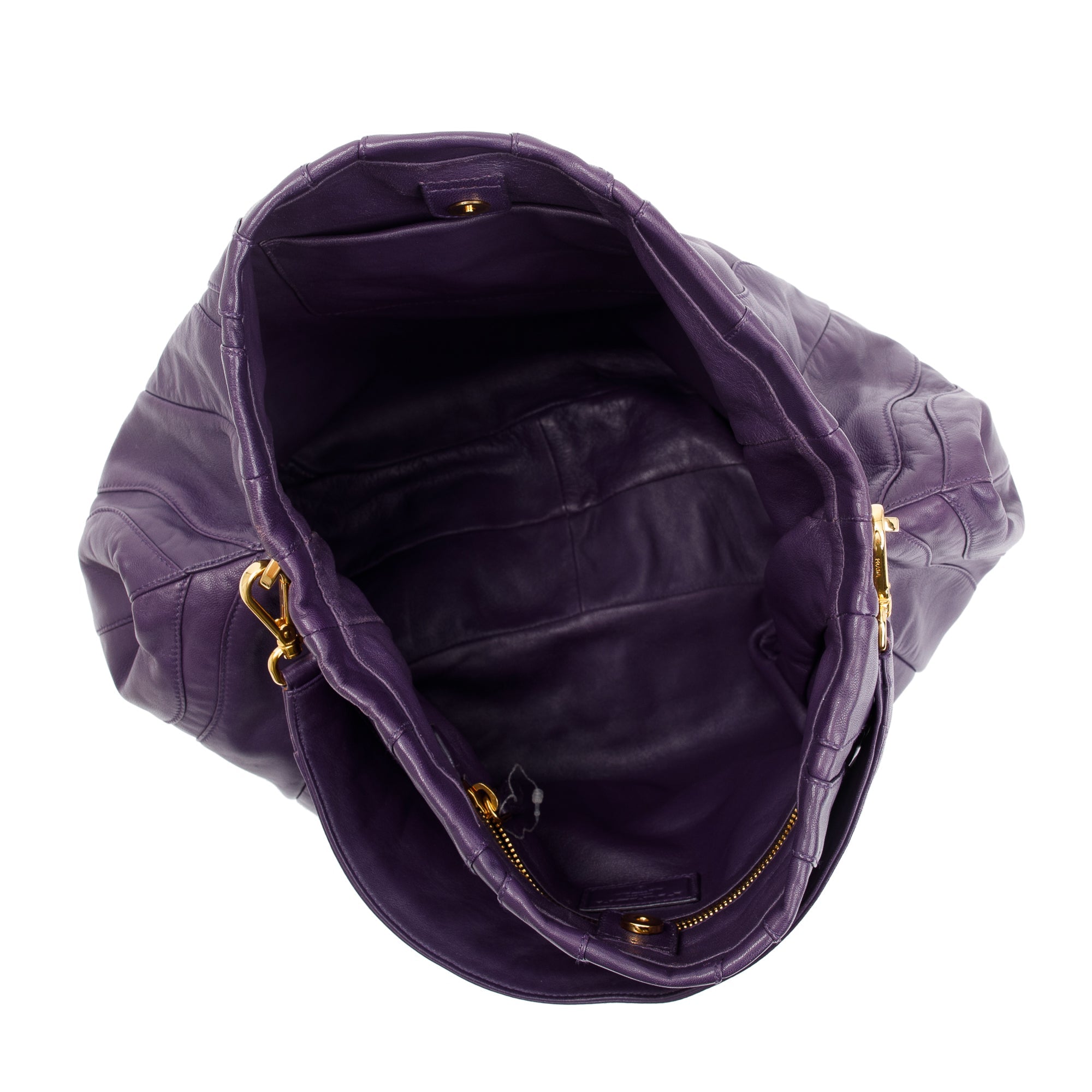 Prada Purple Nappa Stripes Leather Shoulder Bag w/ Authenticity Card